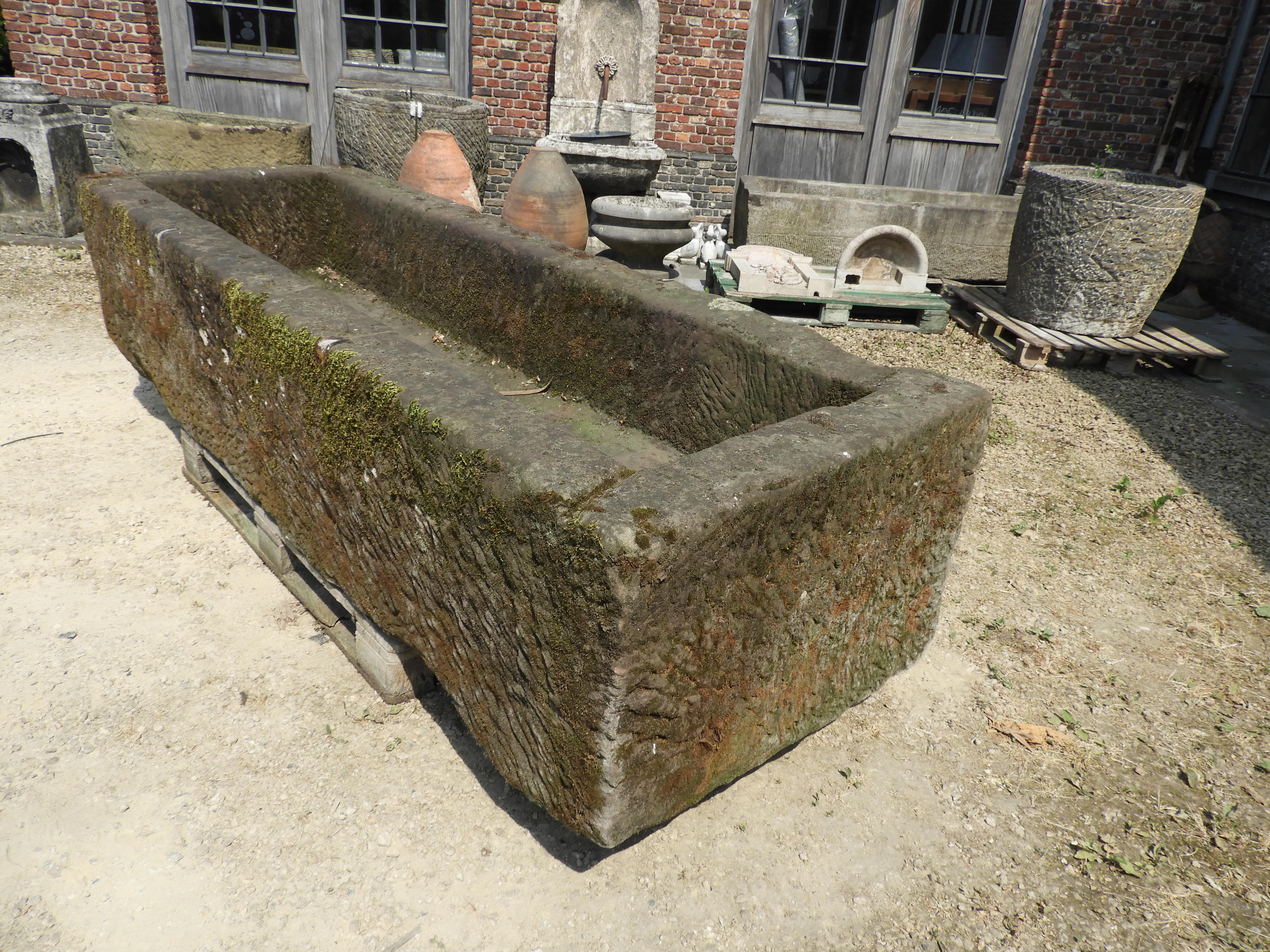 18th century sandstone trough from the area of Strasbourg in France with its original patina.
