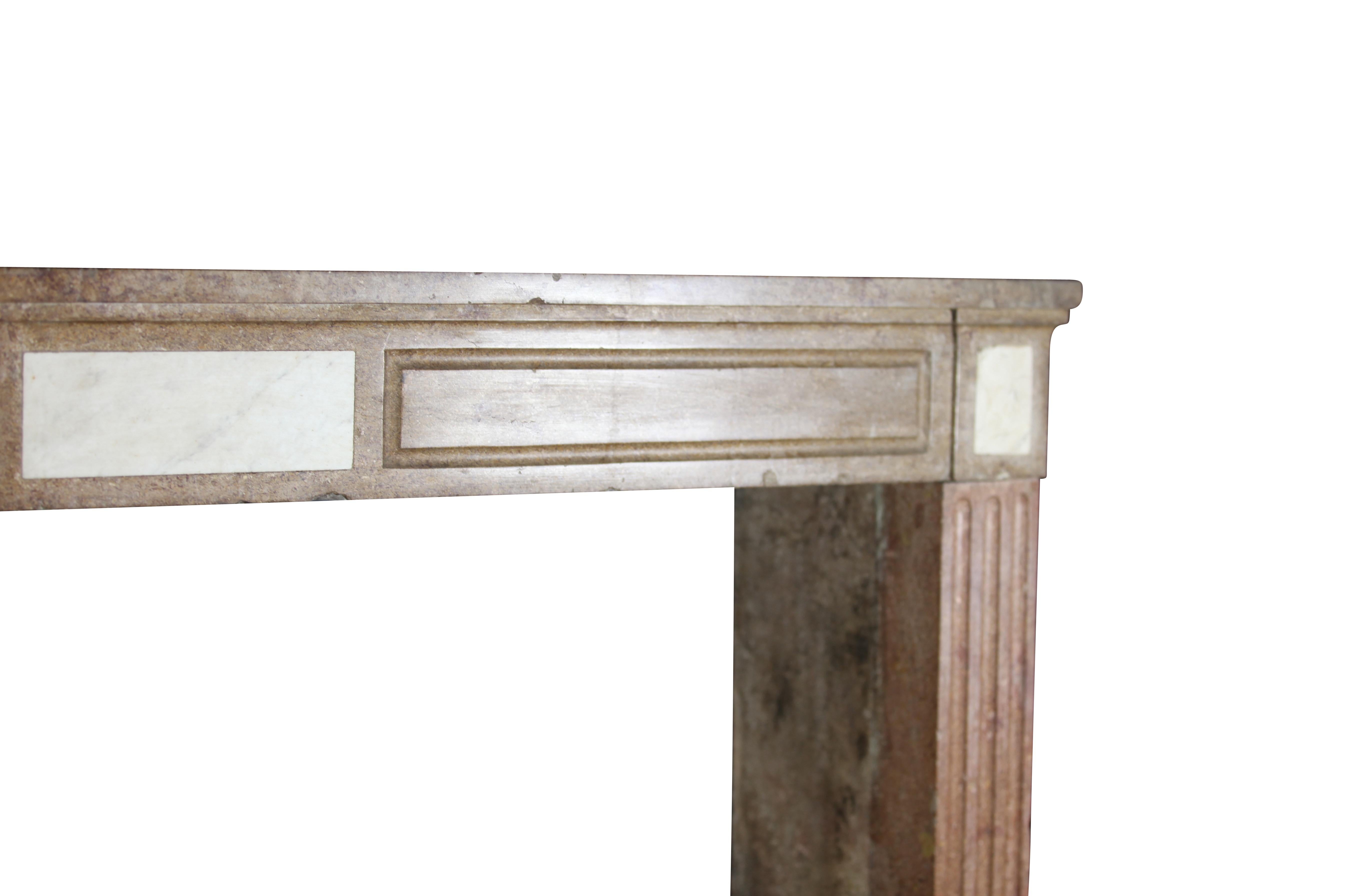 Louis XVI 18th Century Red Stone Chique Classic Vintage Fireplace Surround For Sale