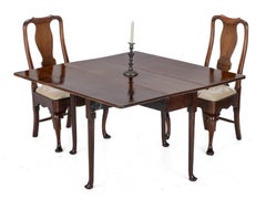 Early c18th Walnut Drop-Leaf Dining Table, Pad Feet, Queen Anne Georgian Period