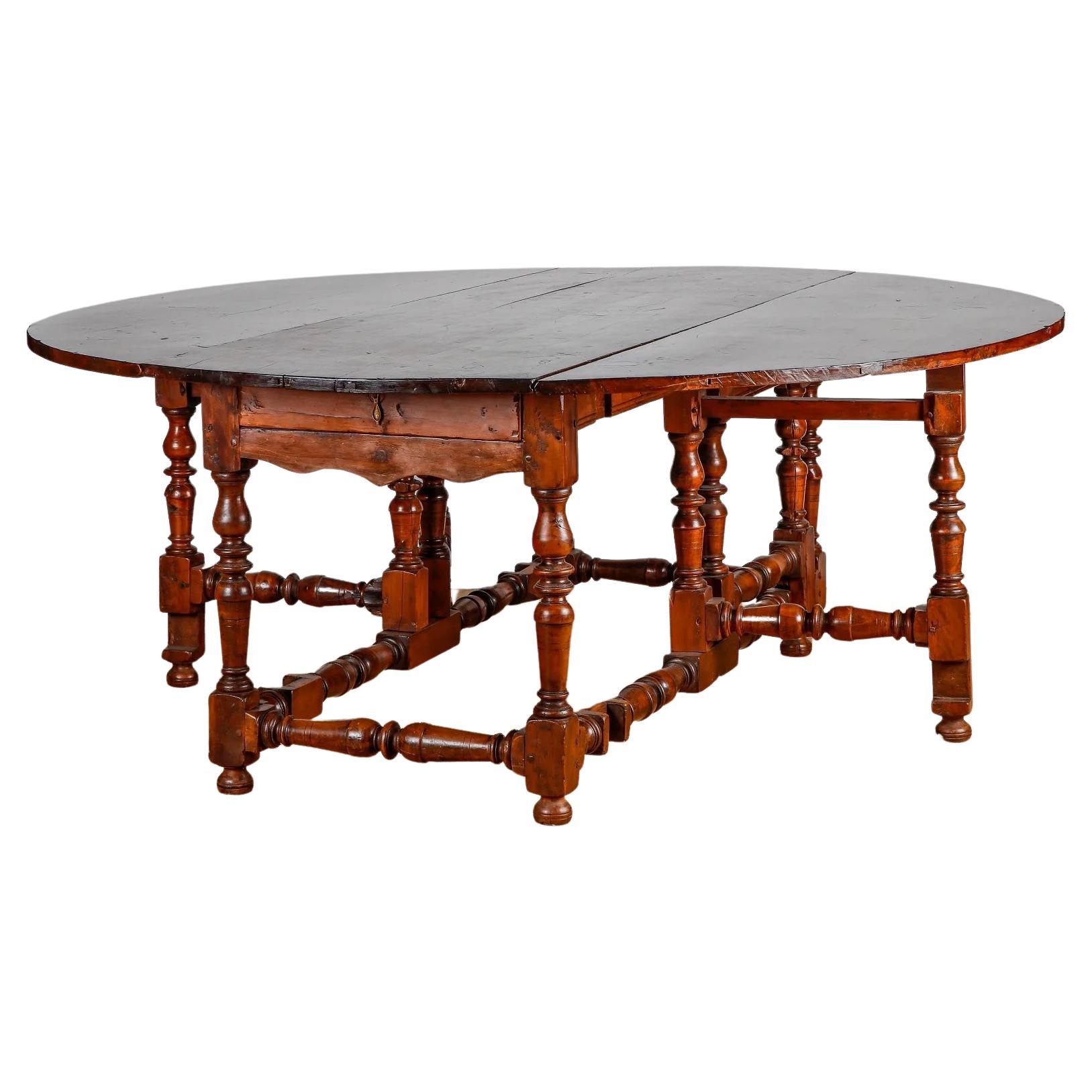 19th Century Yew Wood Gateleg Dropleaf Wake Table For Sale