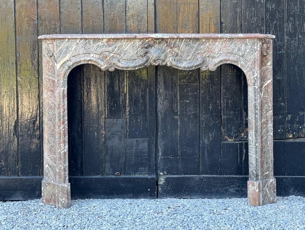 French 18th Century Regence Grey Marble Mantel From the Ardennes For Sale