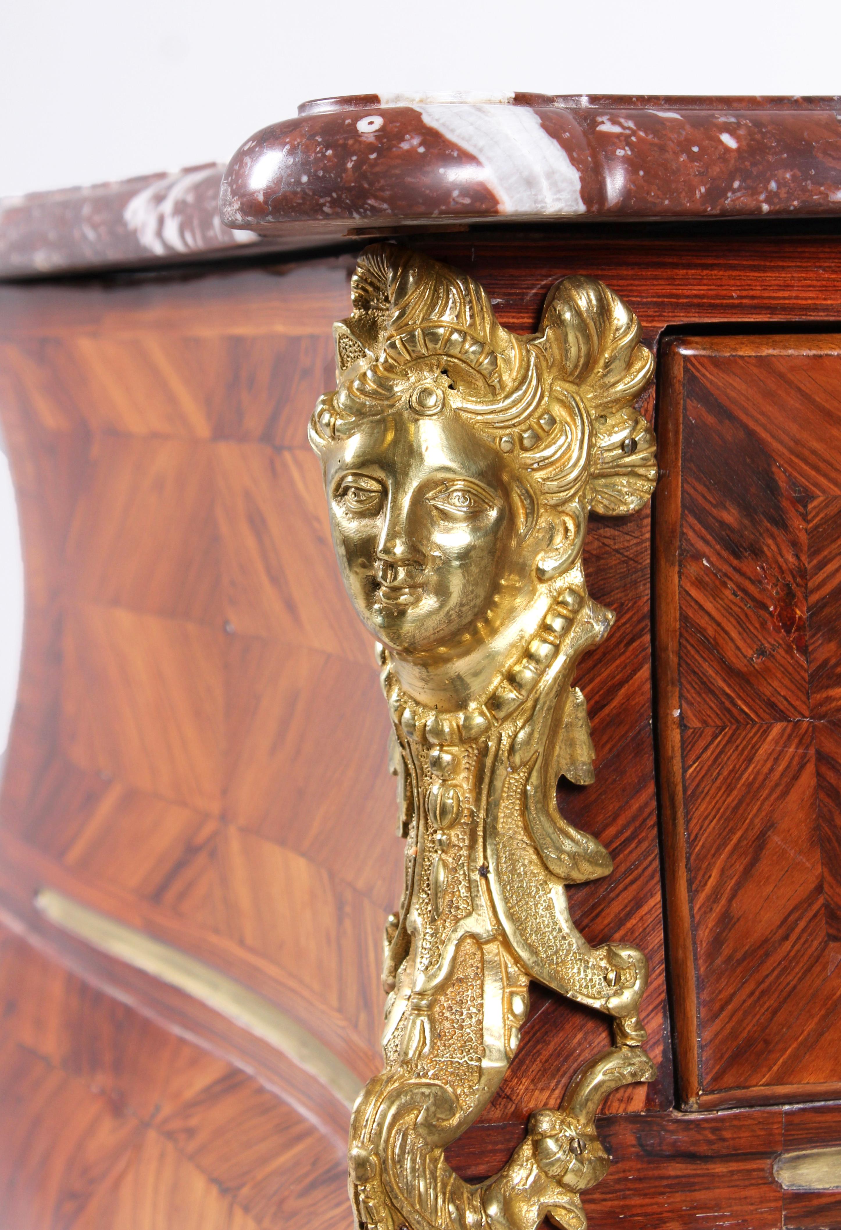 Bronze 18th Century Regence - Louis XV Chest of Drawers, Rosewood, France, circa 1730 For Sale