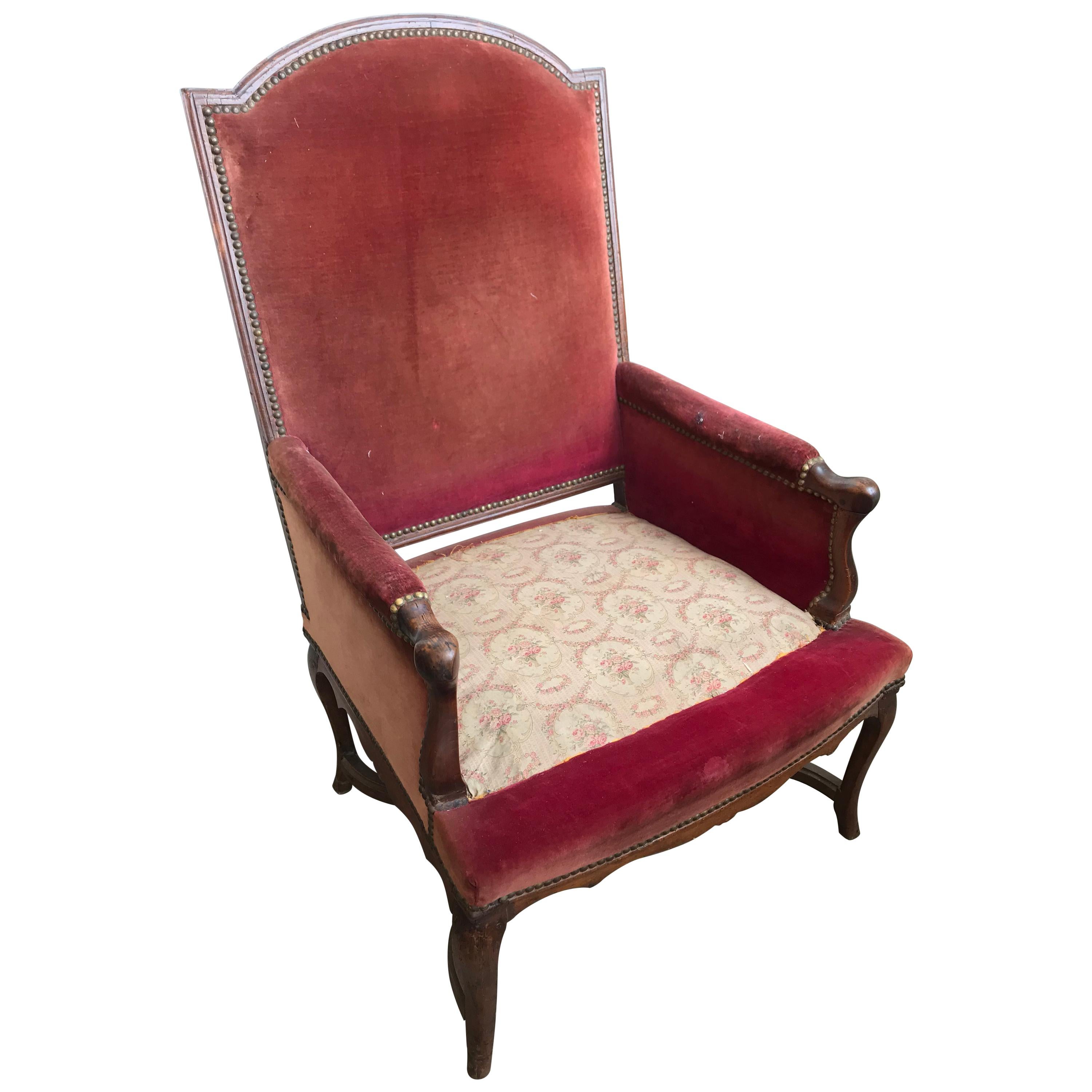 Metal 18th Century Regence Period Walnut Armchair For Sale