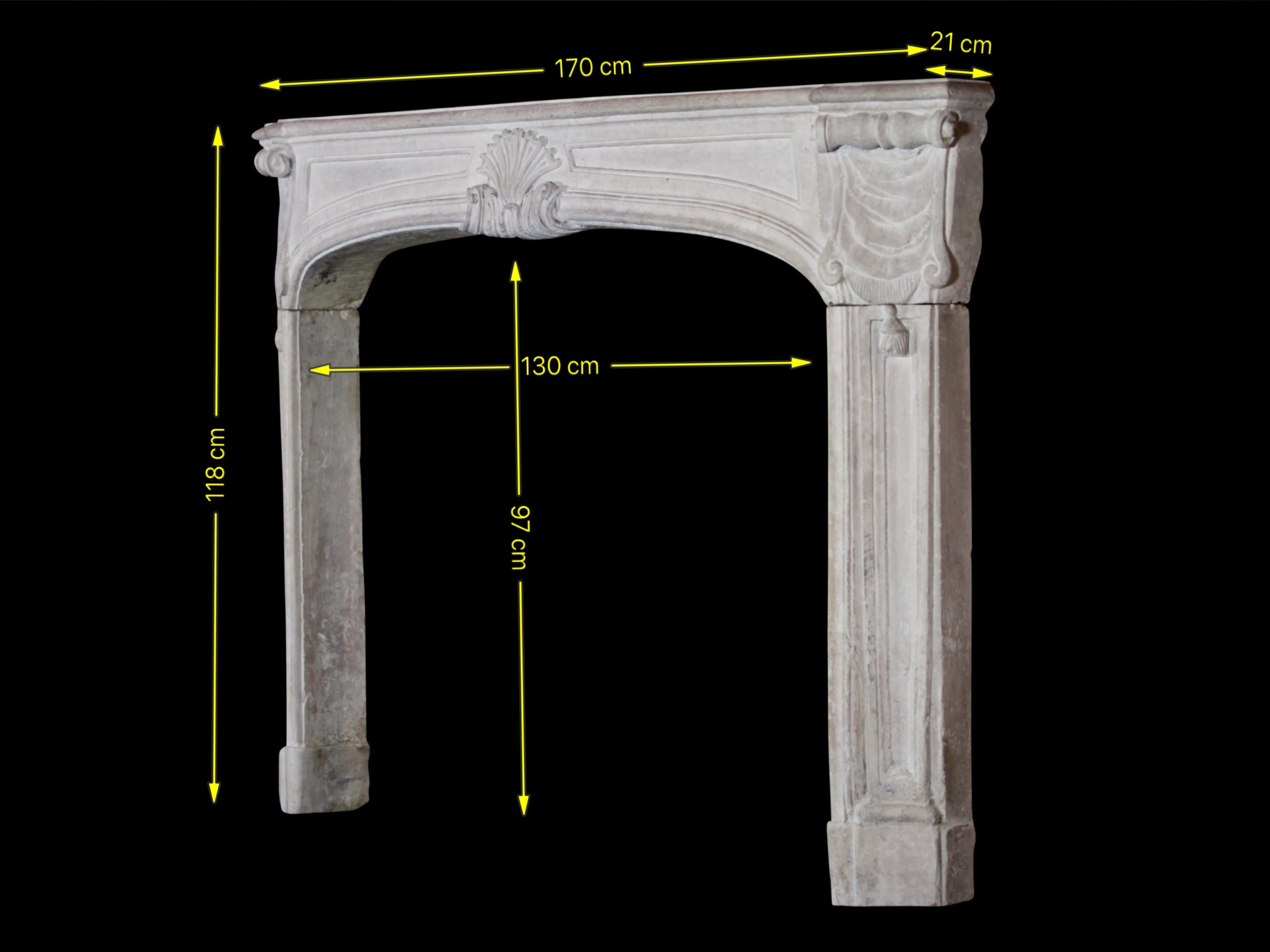 Antique French Classic Limestone Fireplace Mantel For Sale 3