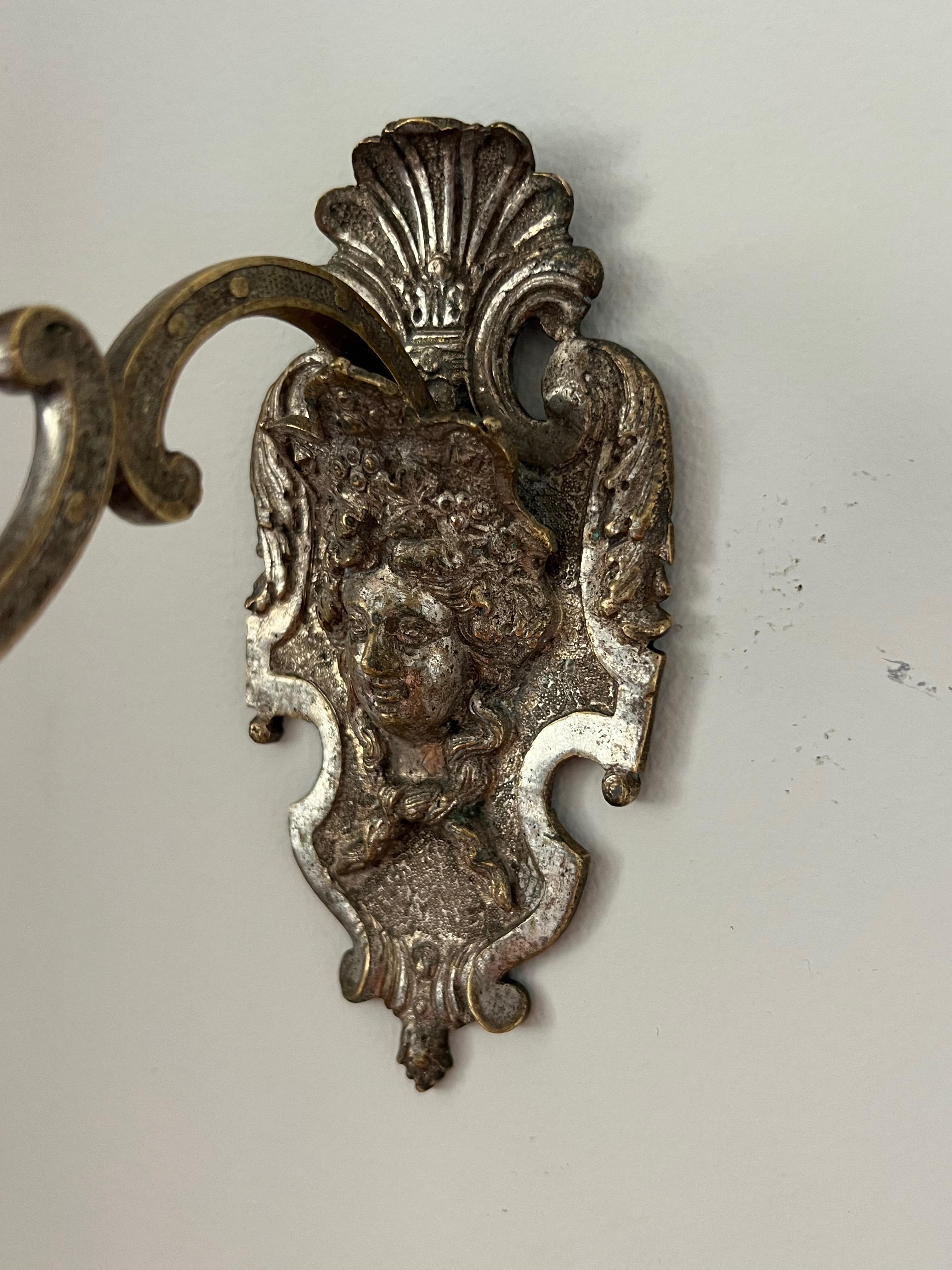 18th Century Regency Argent Haché Bronze Wall Sconce In Good Condition For Sale In Stockholm, SE