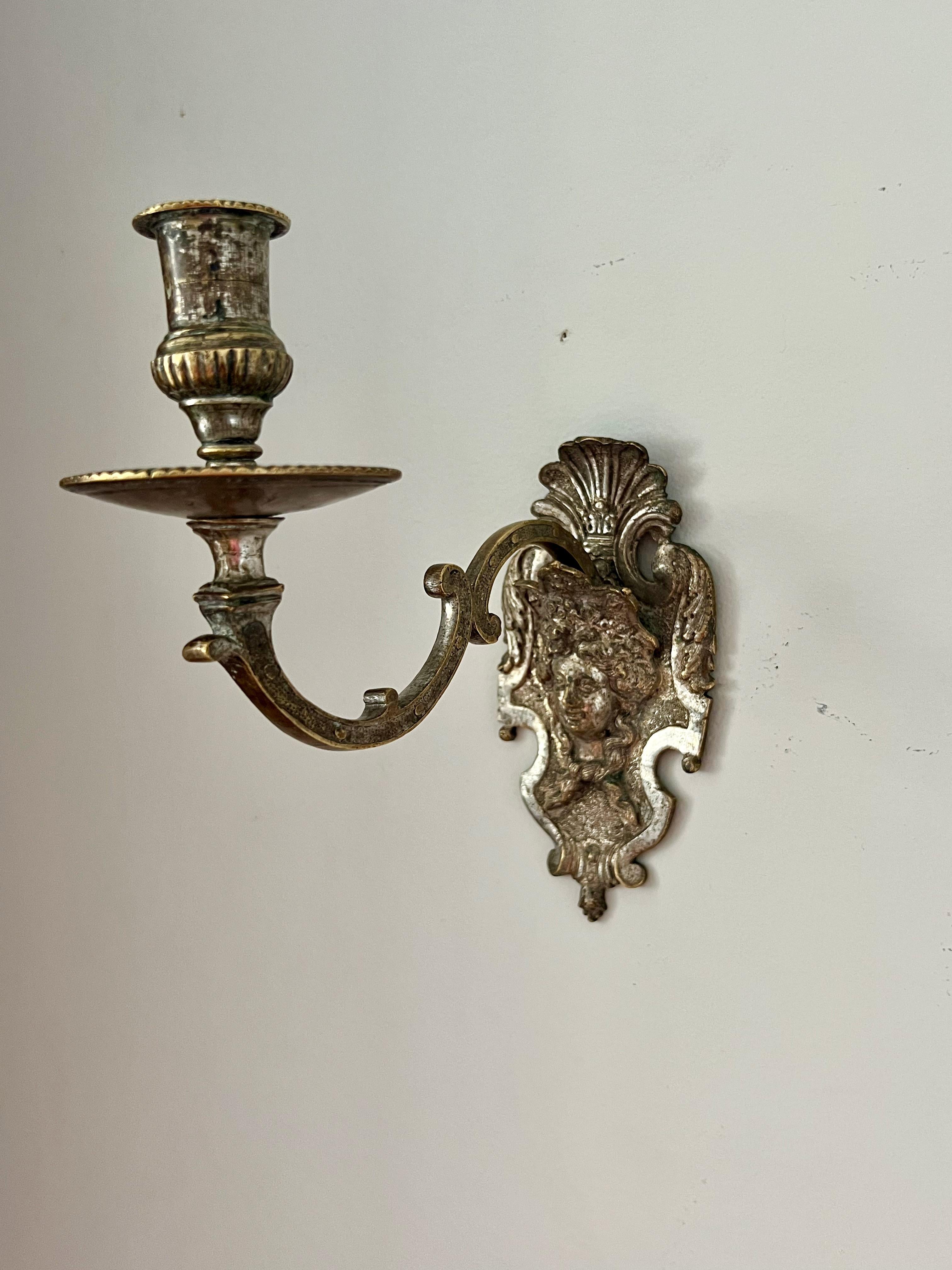 18th Century Regency Argent Haché Bronze Wall Sconce For Sale 2
