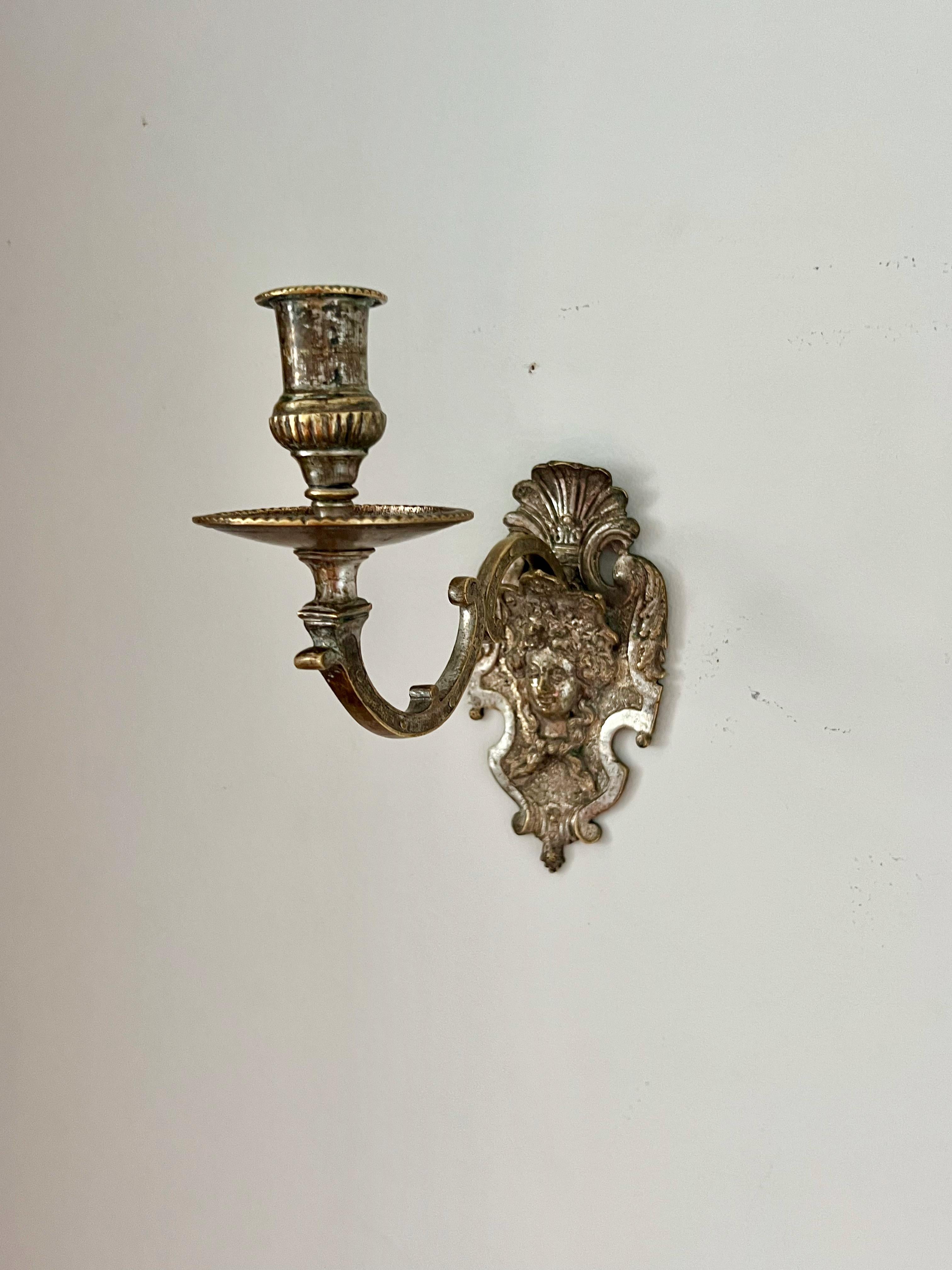 18th Century Regency Argent Haché Bronze Wall Sconce For Sale 3