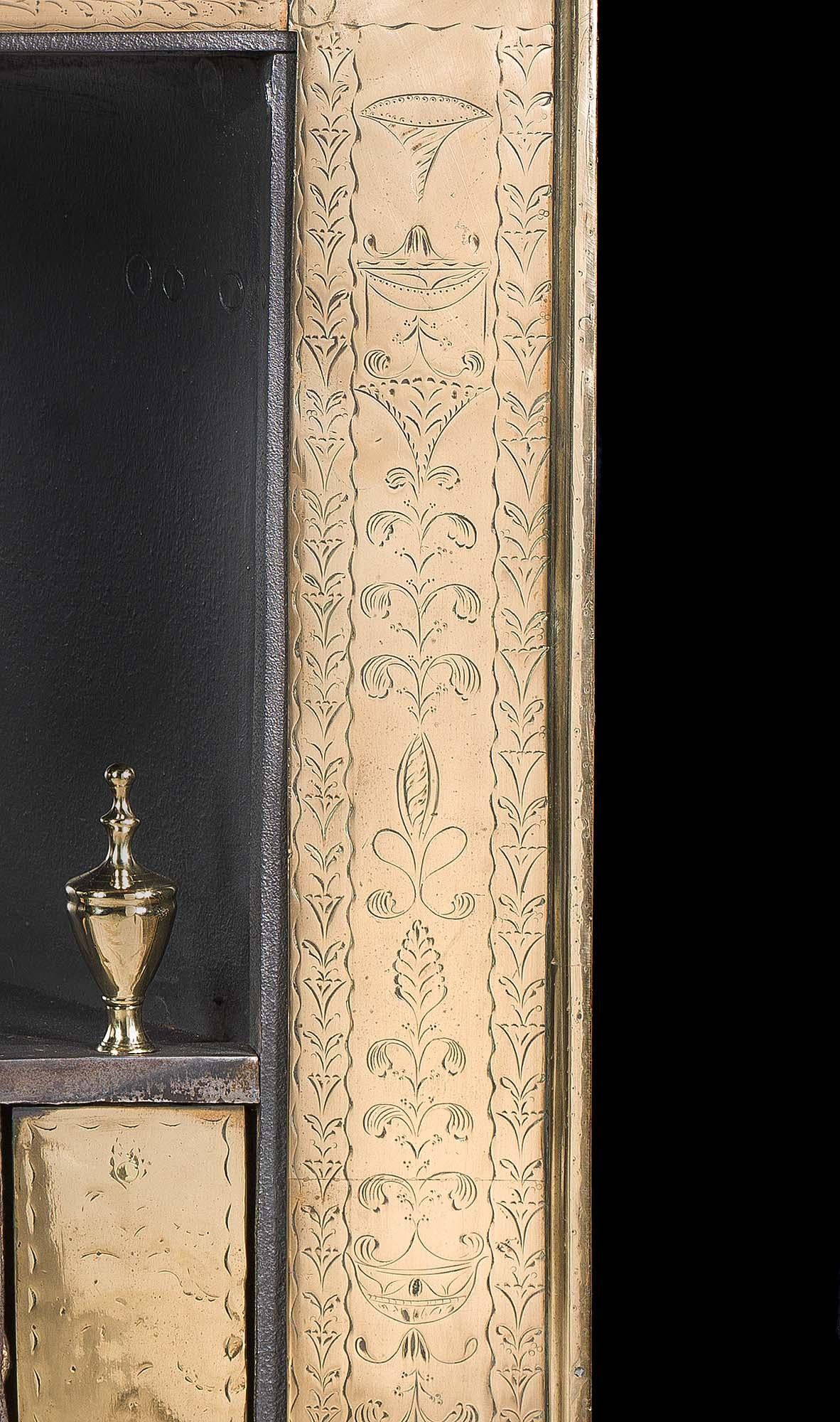 George III 18th Century Register Grate in Bronze with Engraved Detail