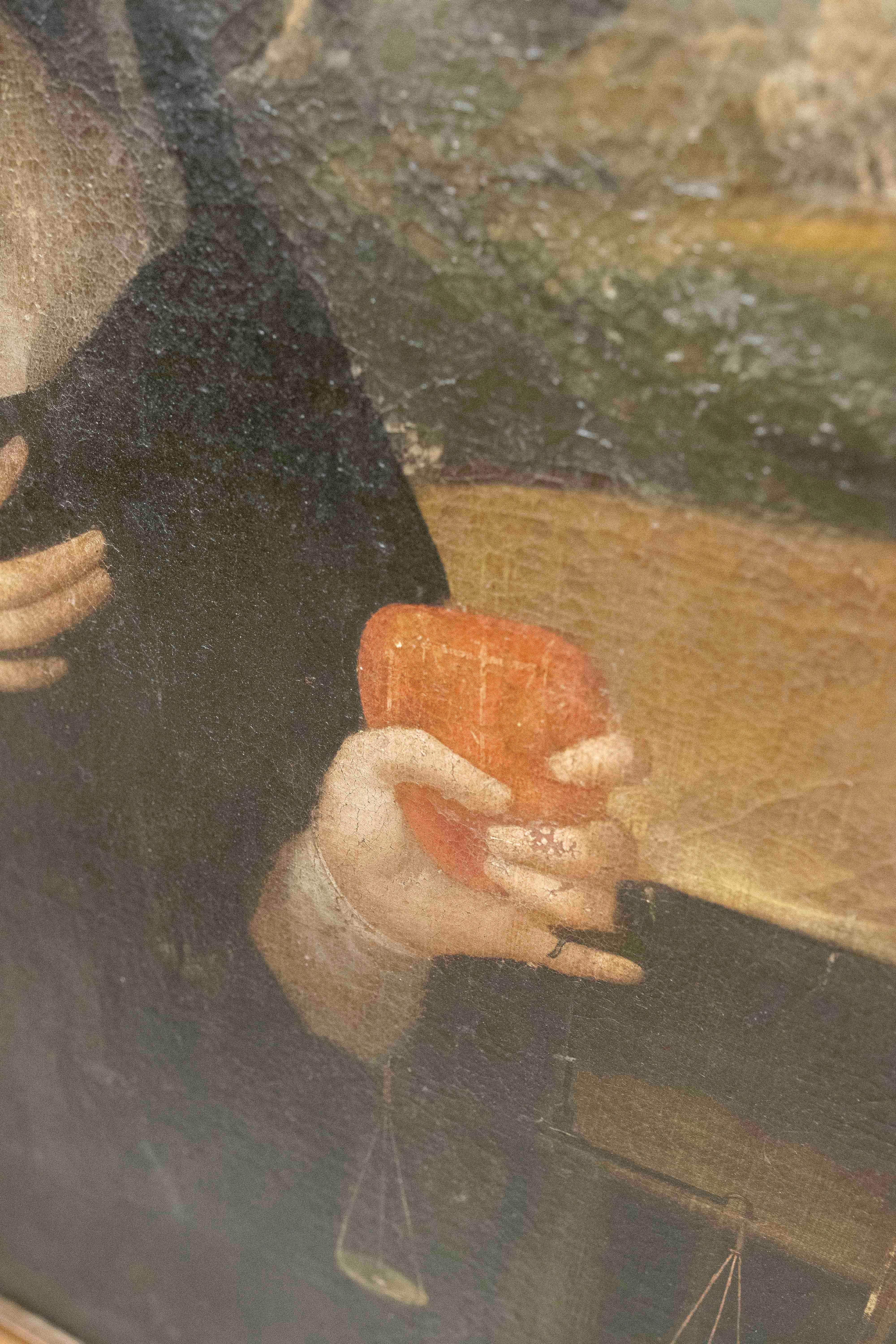 Quadro religioso del XVIII secolo raffigurante una suora dipinto a olio su tela con cornice in vendita 7