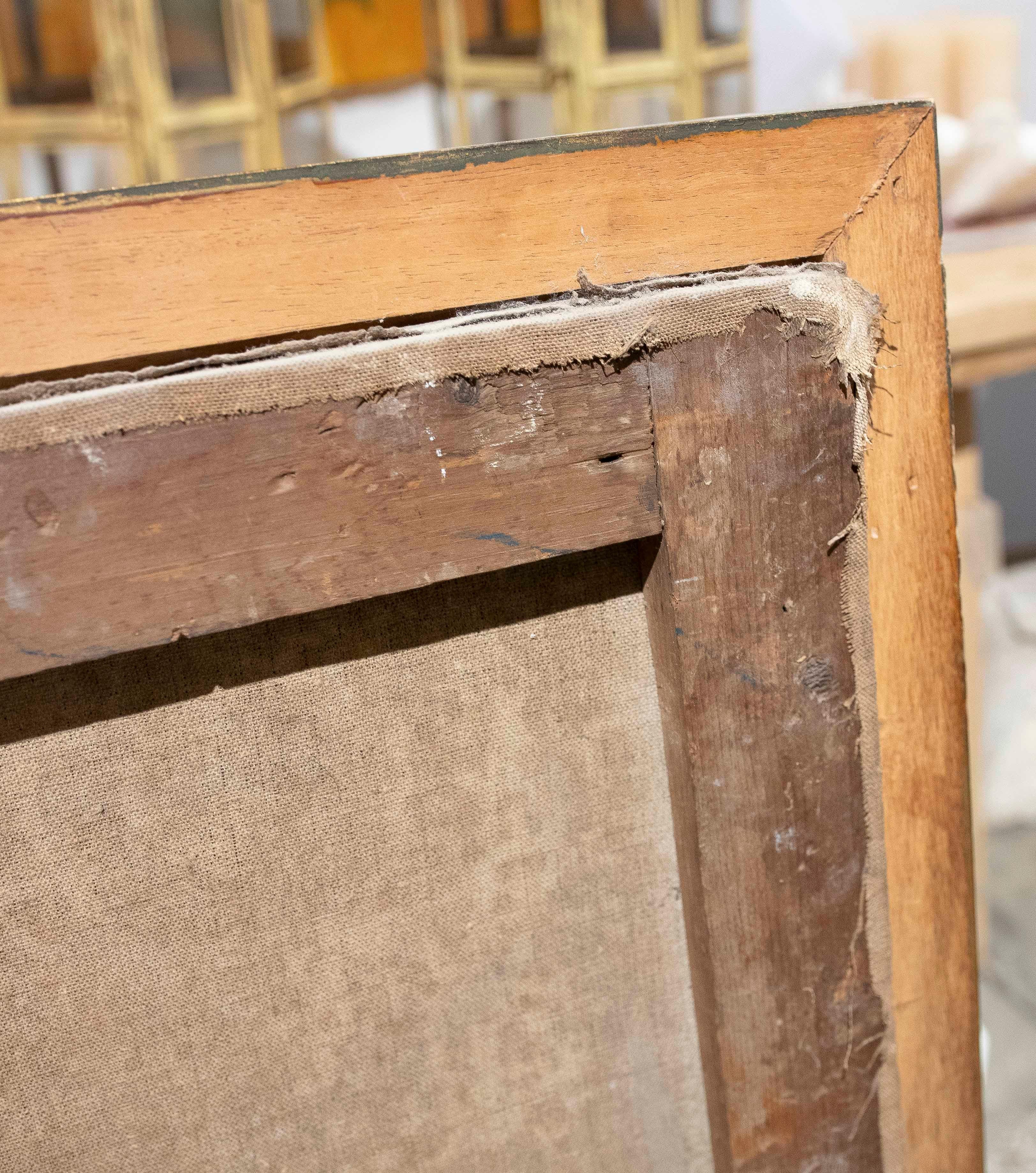 Quadro religioso del XVIII secolo raffigurante una suora dipinto a olio su tela con cornice in vendita 9