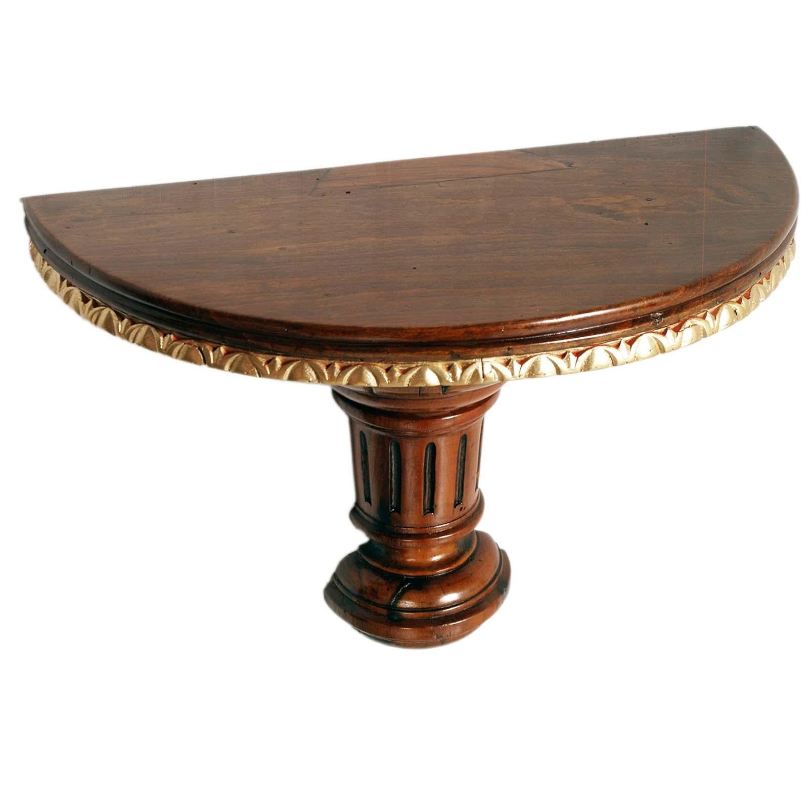 Hand-Carved 18th Century Renaissance Console Shelf, Hand Carved Walnut, Gilt Edging For Sale