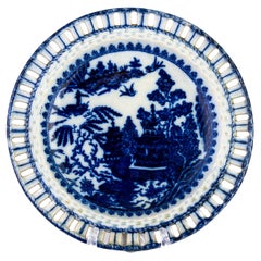 18th Century Reticulated Pearlware Creamware Plate with Chinese Landscape