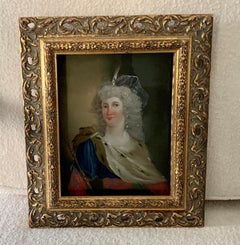 18th Century Reverse Painted Image on Glass in a Gilt Frame