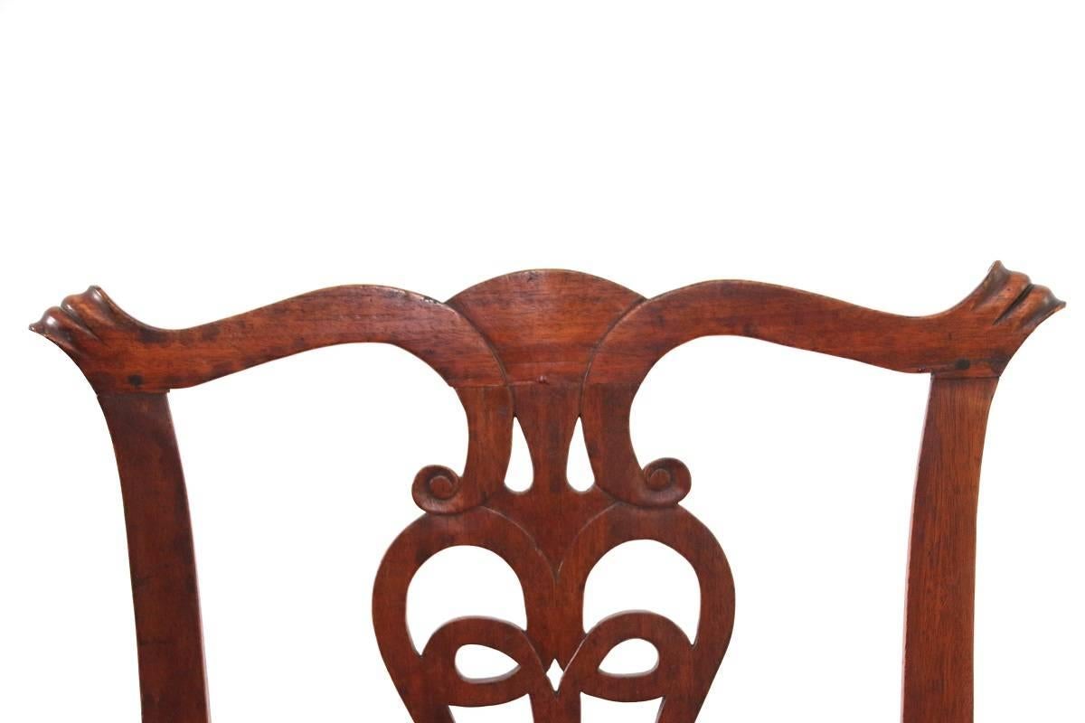 Late 18th Century 18th Century Rhode Island Chippendale Mahogany Side Chair For Sale