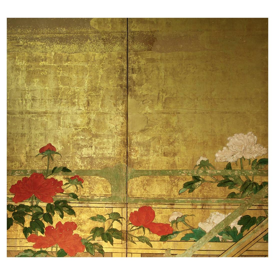 Rare and Exceptional Antique Japanese Screen with Hand Carved Designs