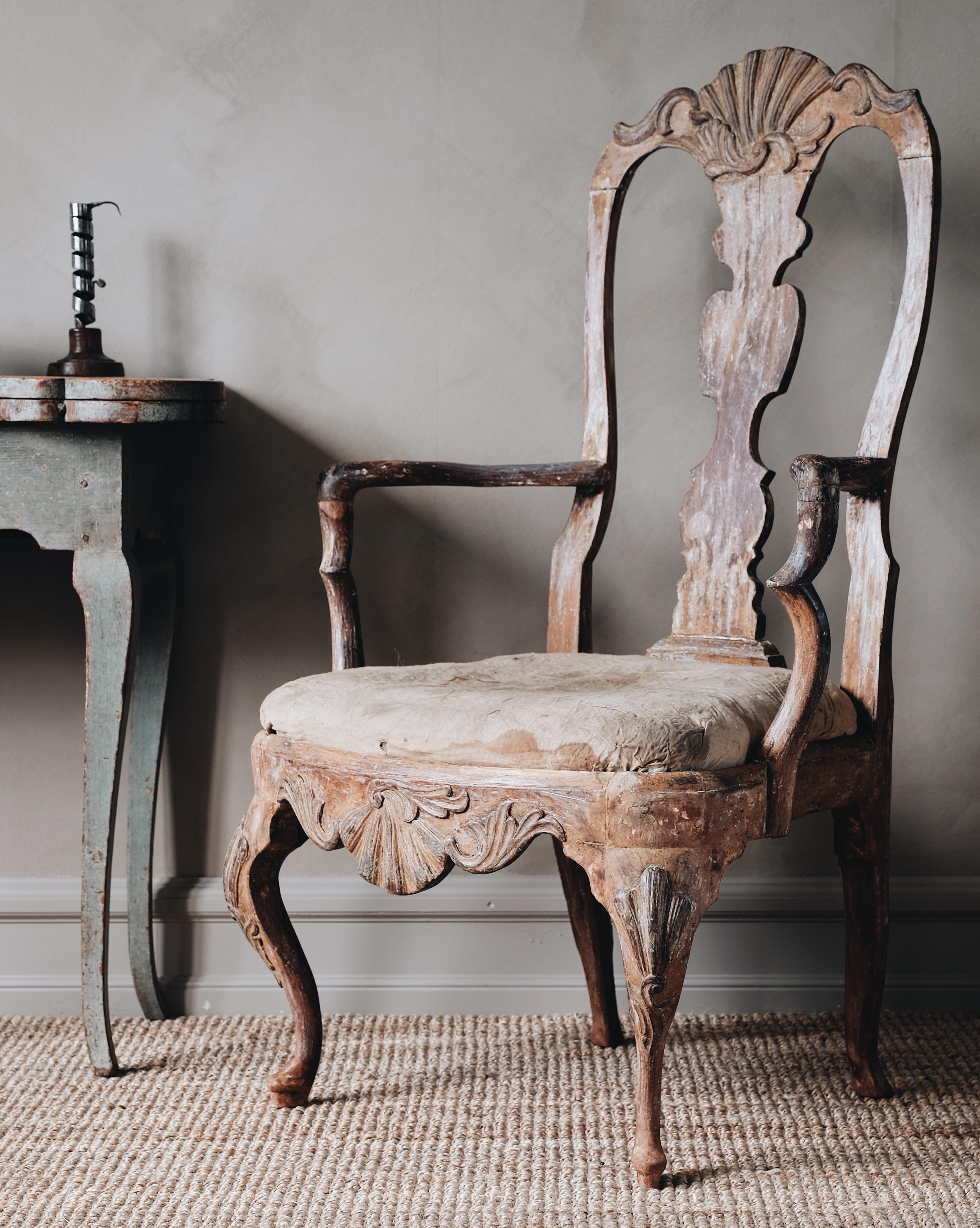 18th Century Rococo Armchair In Good Condition In Mjöhult, SE