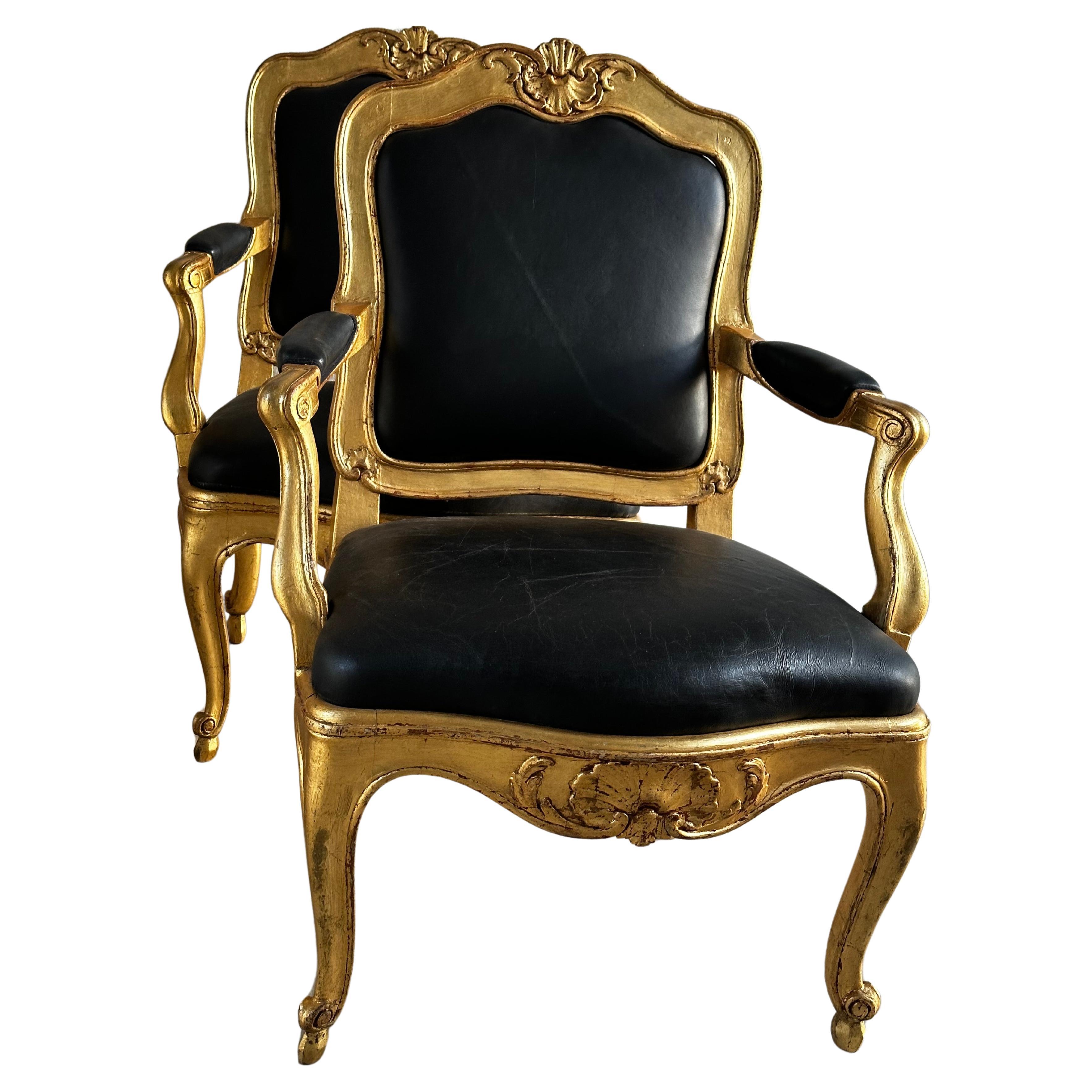 18th Century Rococo armchairs For Sale