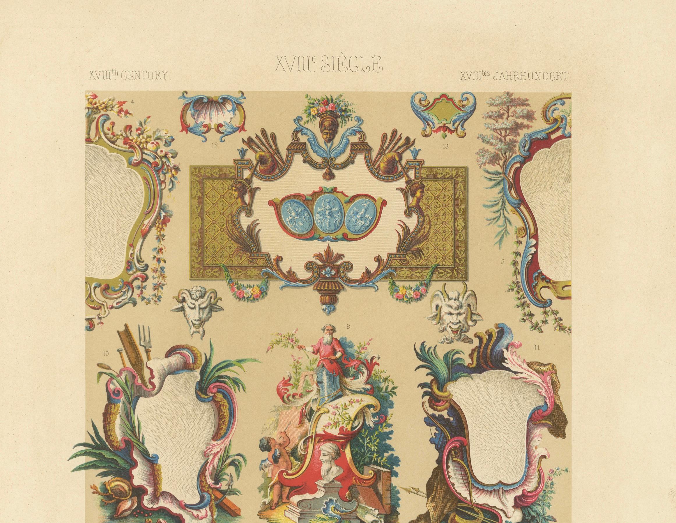 Français Cartouches et cadres décoratifs Rococo du 18e siècle - Ornement français, vers 1869 en vente