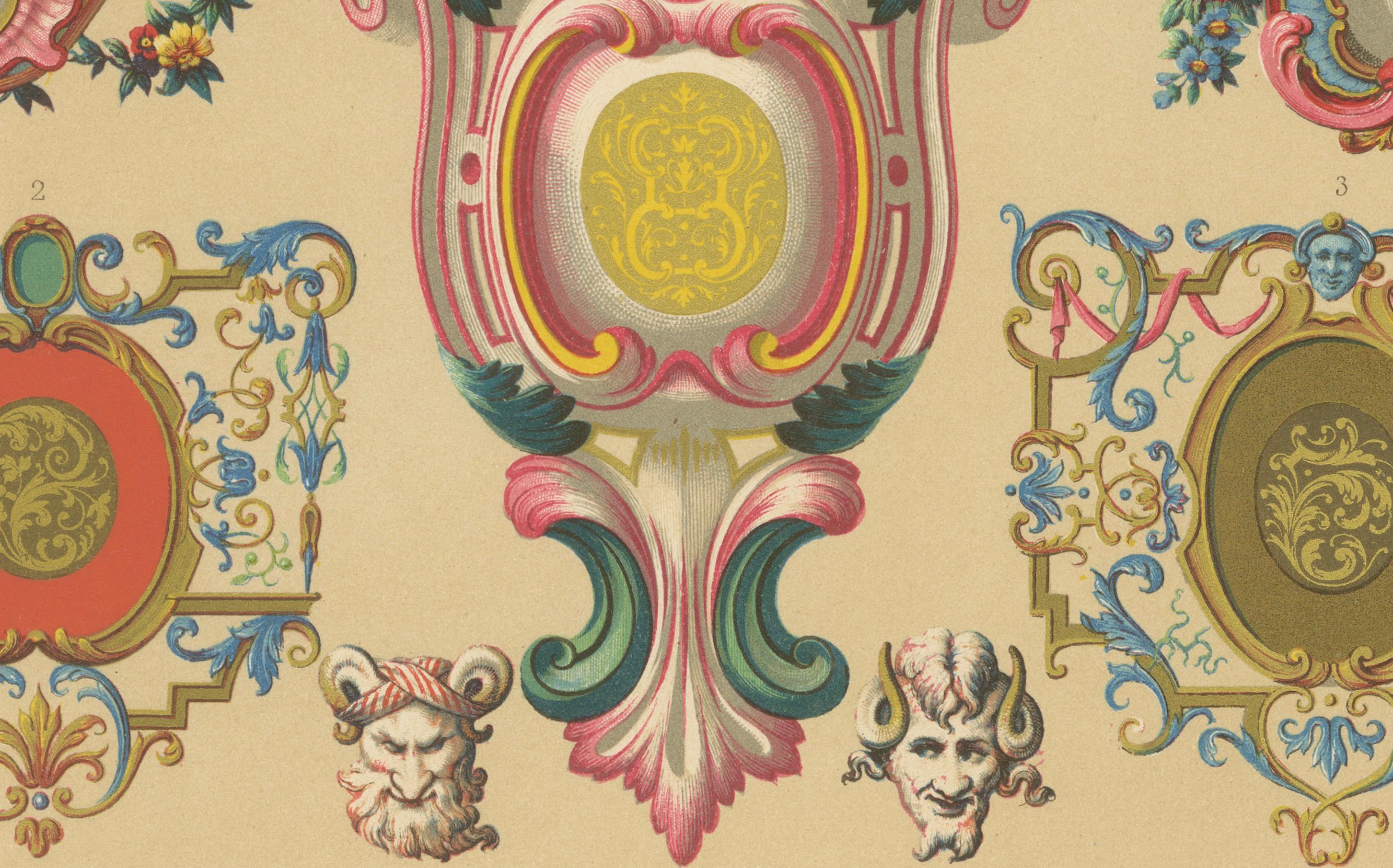 Cartouches et cadres décoratifs Rococo du 18e siècle - Ornement français, vers 1869 Bon état - En vente à Langweer, NL