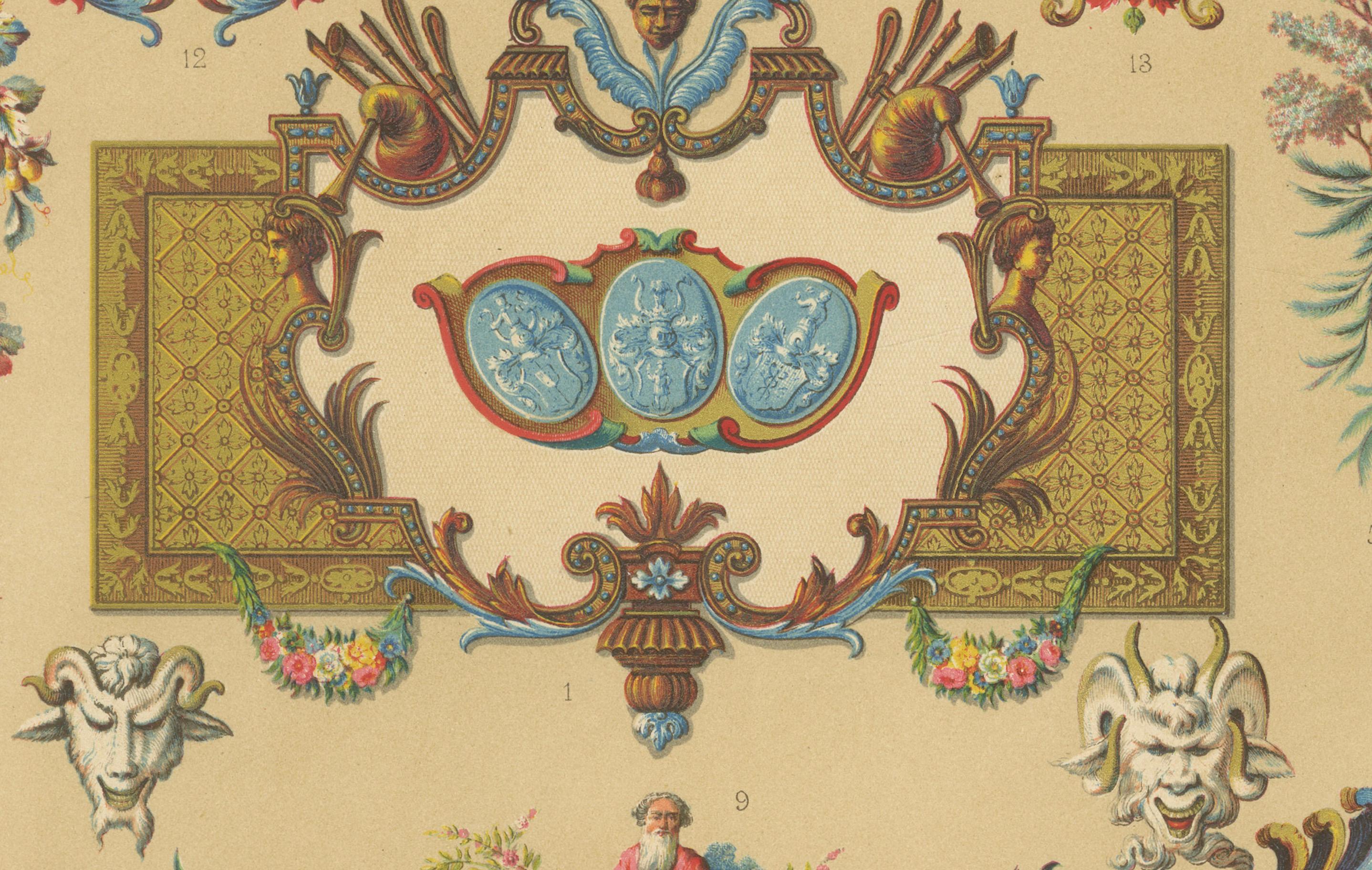 XIXe siècle Cartouches et cadres décoratifs Rococo du 18e siècle - Ornement français, vers 1869 en vente