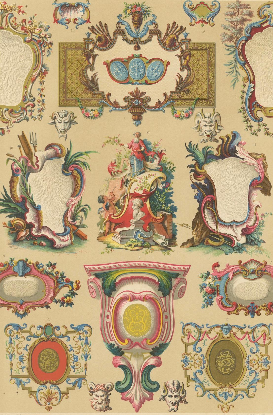 Cartouches et cadres décoratifs Rococo du 18e siècle - Ornement français, vers 1869 en vente 1