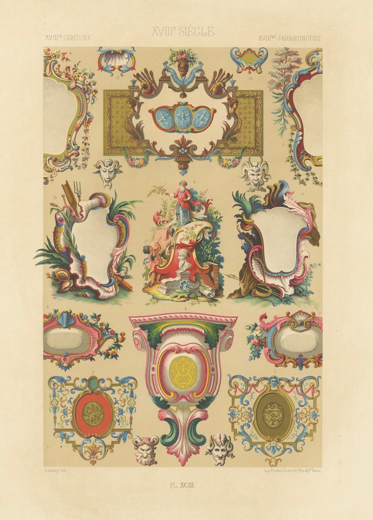 Cartouches et cadres décoratifs Rococo du 18e siècle - Ornement français, vers 1869 en vente 2