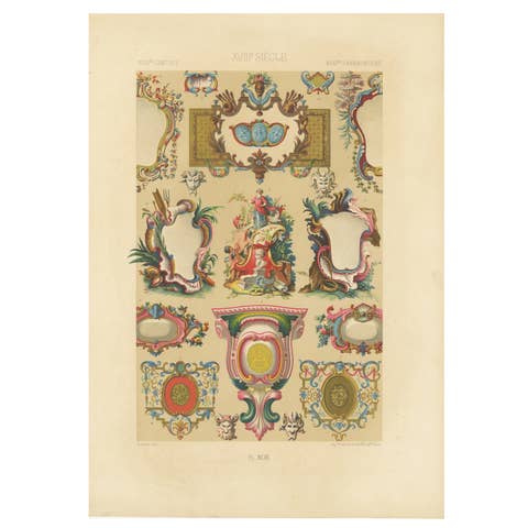 18th Century Rococo Cartouches and Decorative Frames – French Ornament, ca.1869