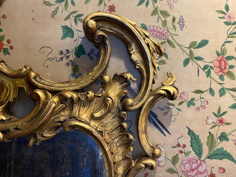 18th Century Rococo Carved Giltwood Mirror For Sale 1