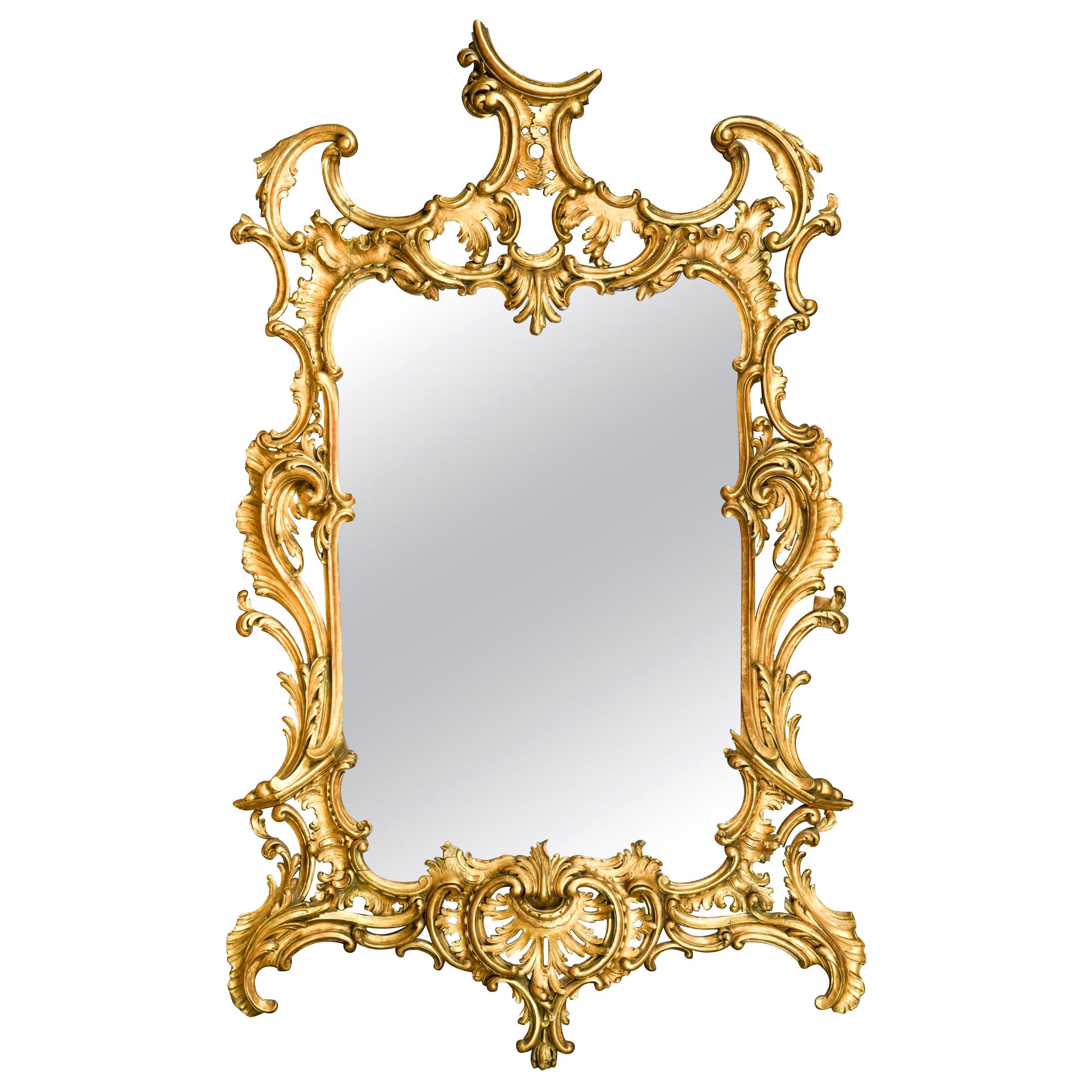 18th Century Rococo Carved Giltwood Mirror