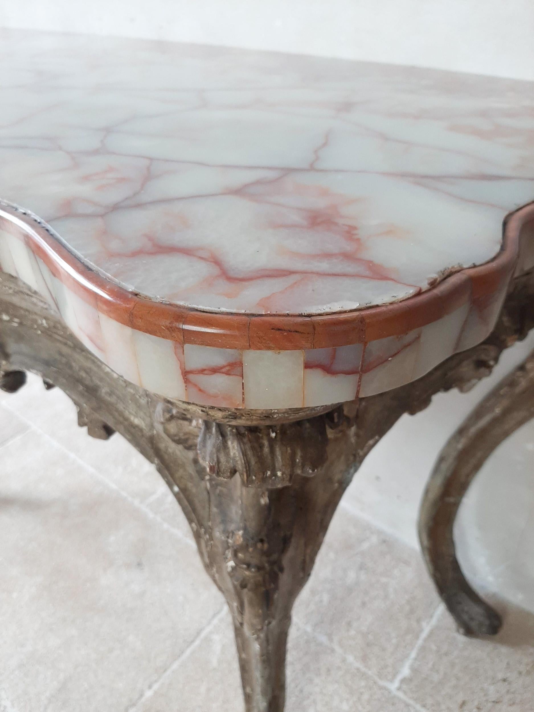 18th Century Rococo Console Table with Onyx Marble Top For Sale 1