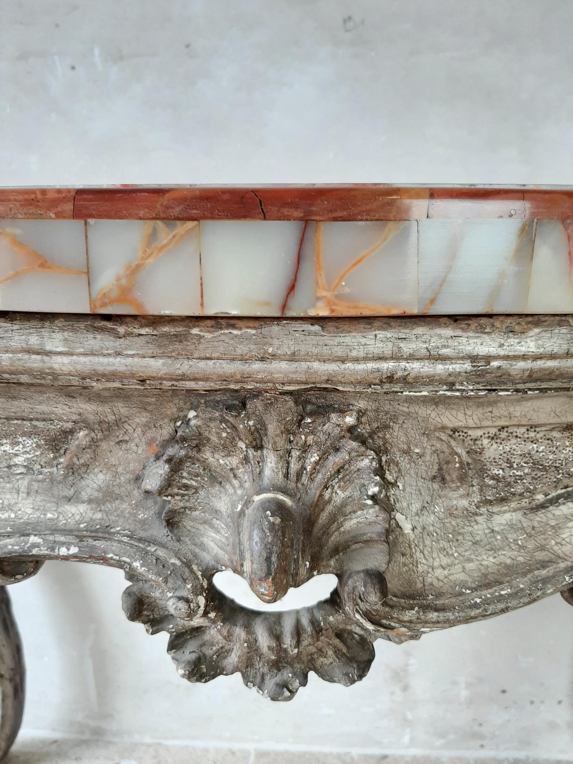 18th Century Rococo Console Table with Onyx Marble Top For Sale 2