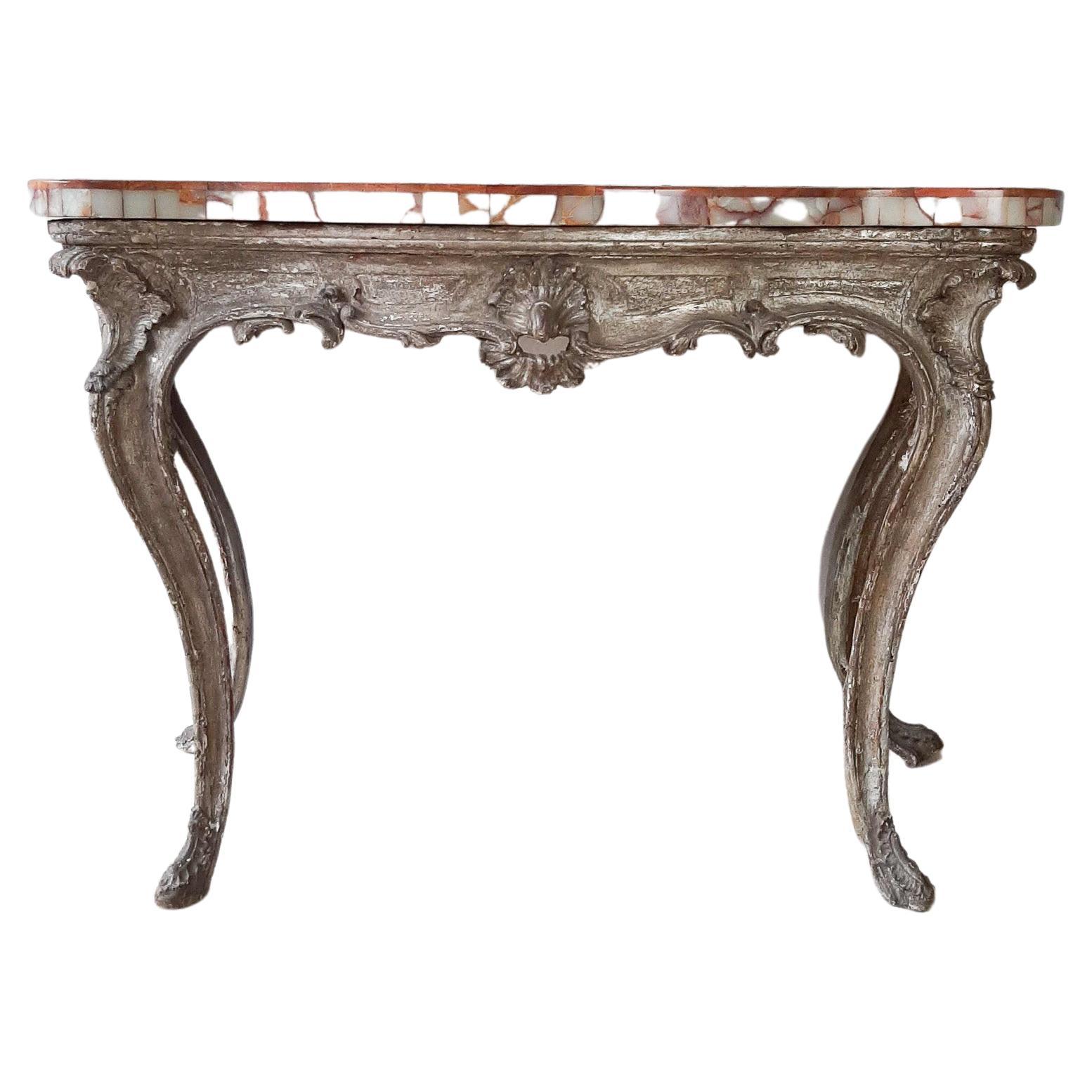 18th Century Rococo Console Table with Onyx Marble Top For Sale