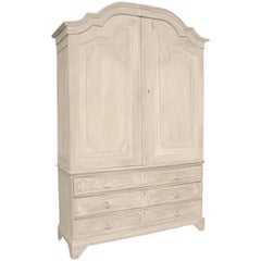 18th Century Rococo Dutch Linen Press Cabinet or Armoire