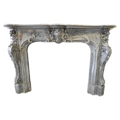 18th Century Rococo Fireplace in Blue Turquin Capella or Bardiglio Capella