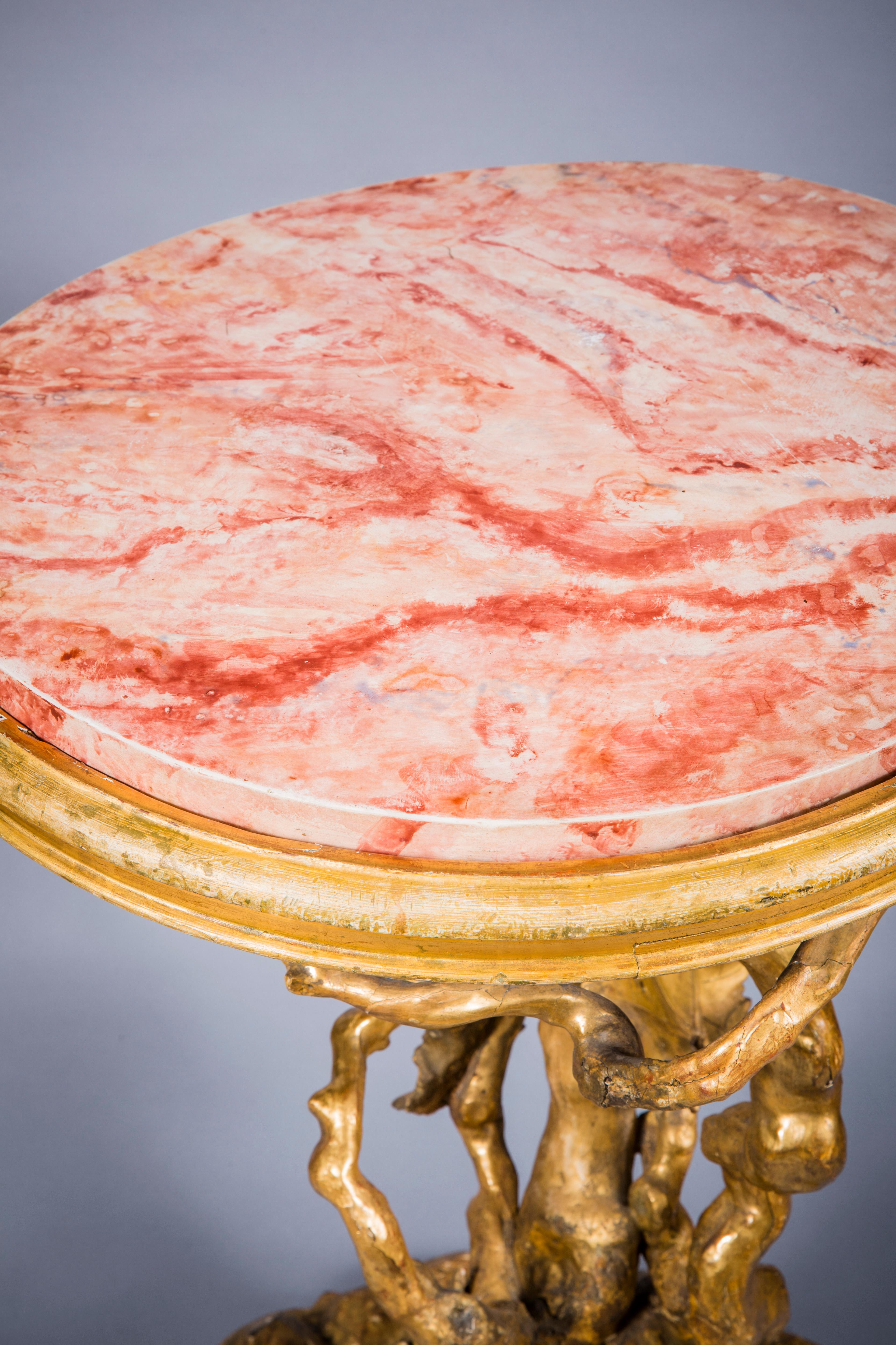 Italian 18th Century Rococo Giltwood Roman Table For Sale