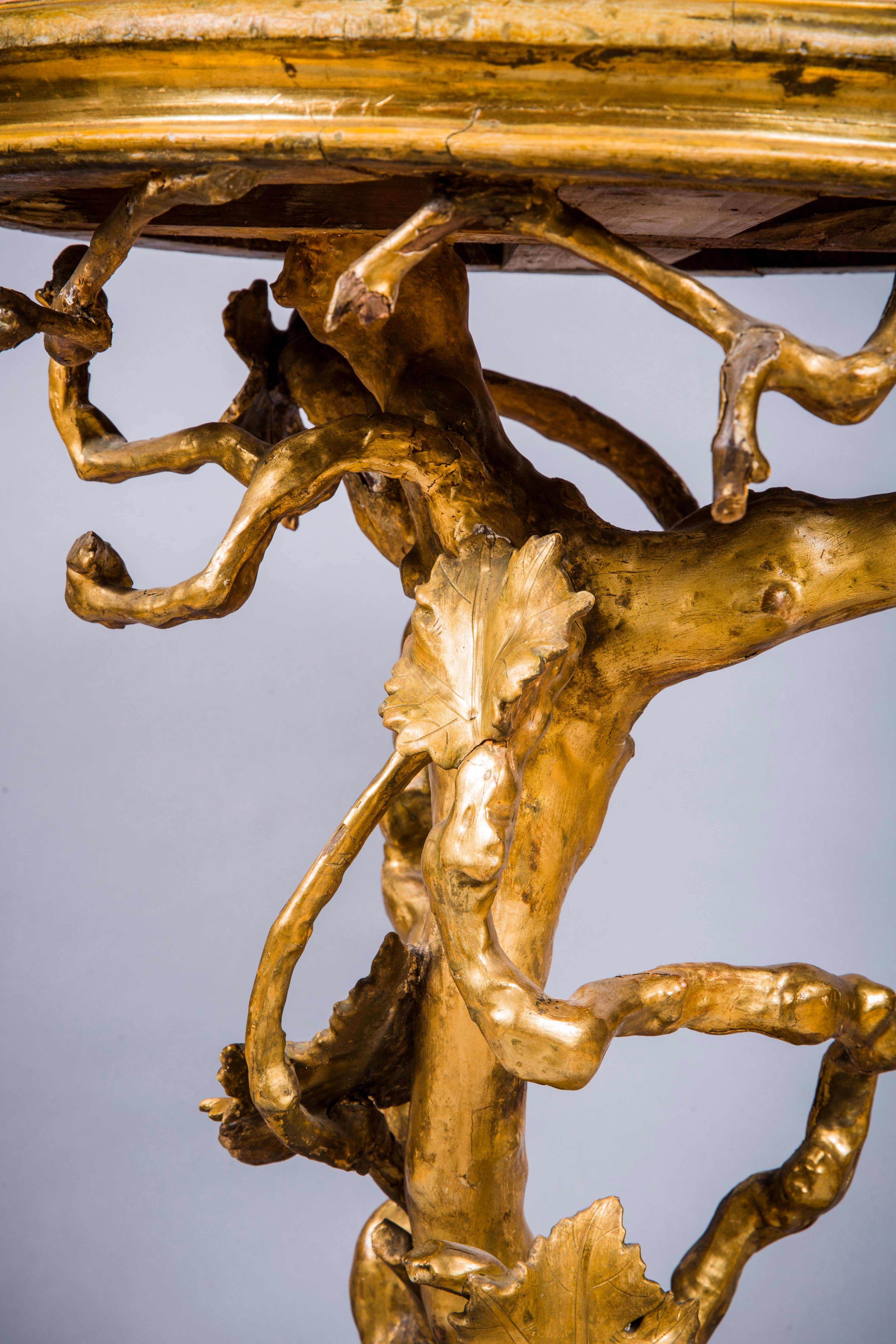Table romaine en bois doré rococo du XVIIIe siècle Bon état - En vente à New York, NY