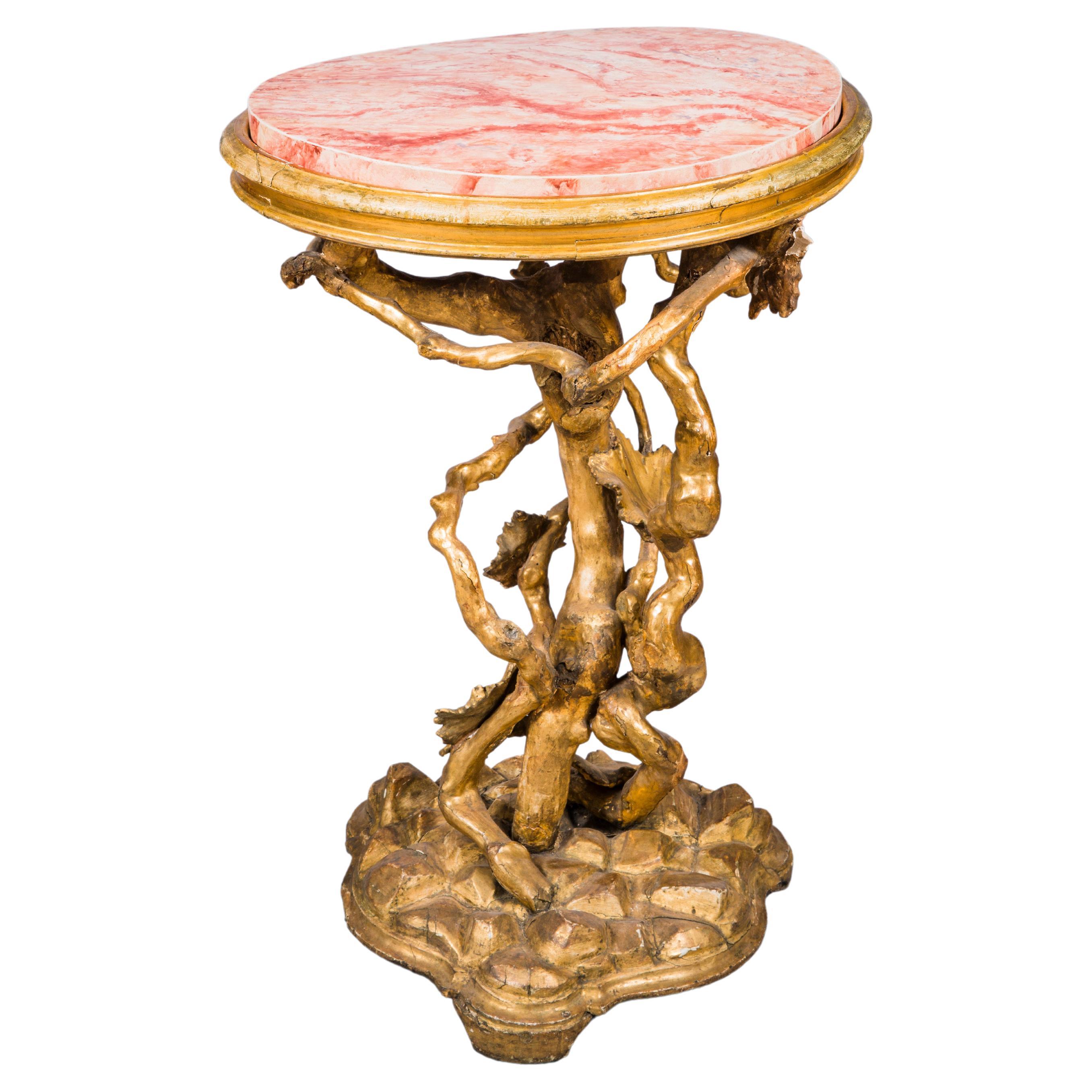 Table romaine en bois doré rococo du XVIIIe siècle