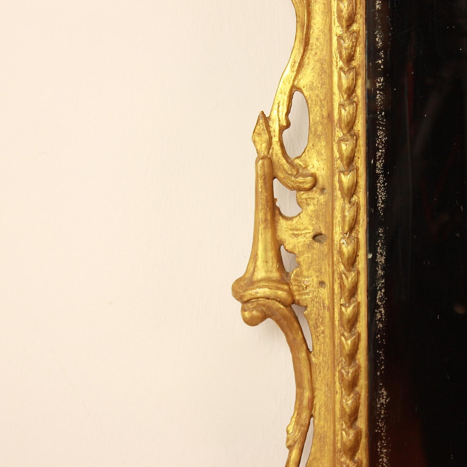 Mid-18th Century 18th Century Rococo Giltwood Wall Mirror, Italy circa 1750