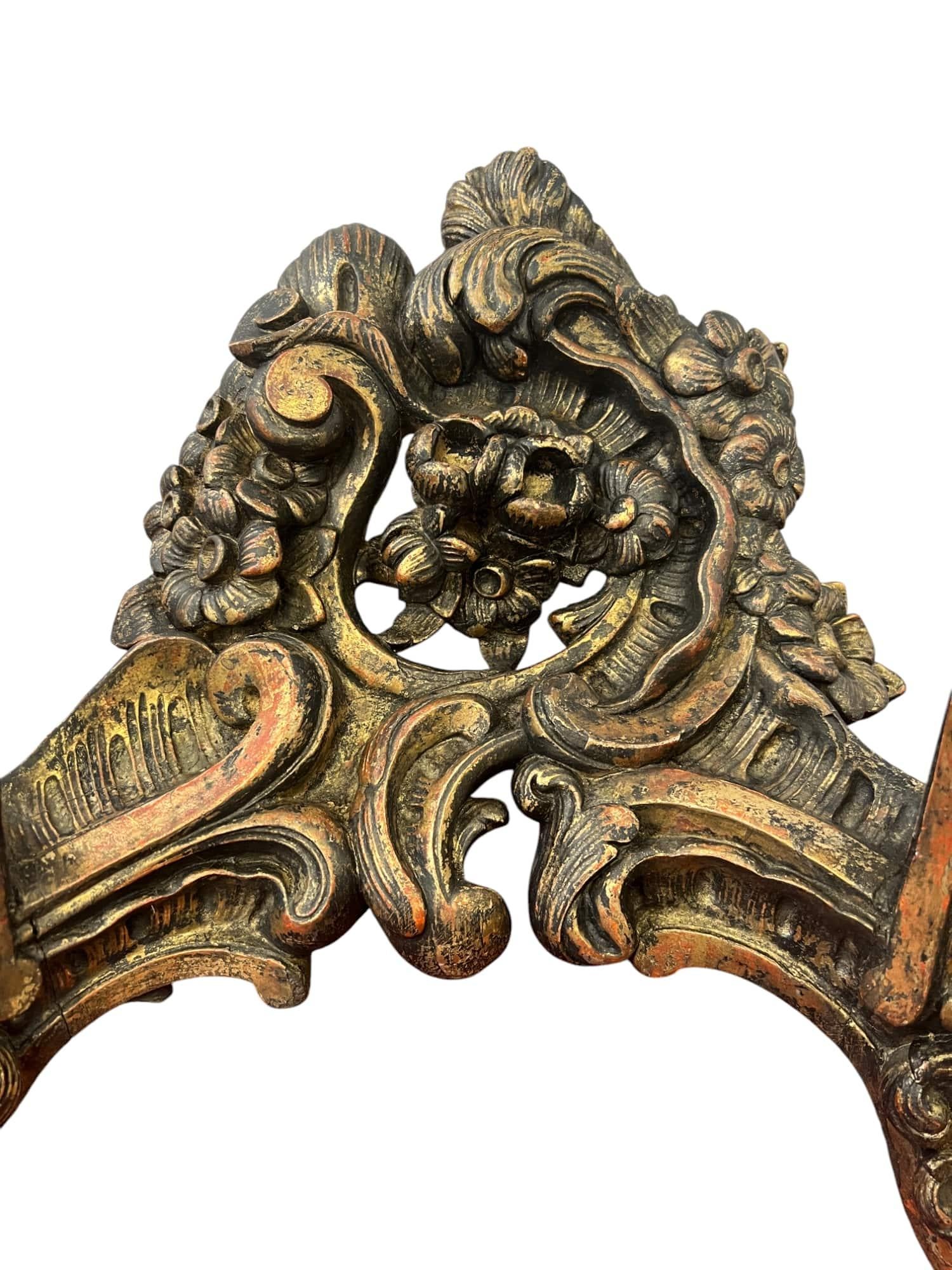 18th-Century Rococo Giltwood Wall-mounted Console Table with Marble Top For Sale 10