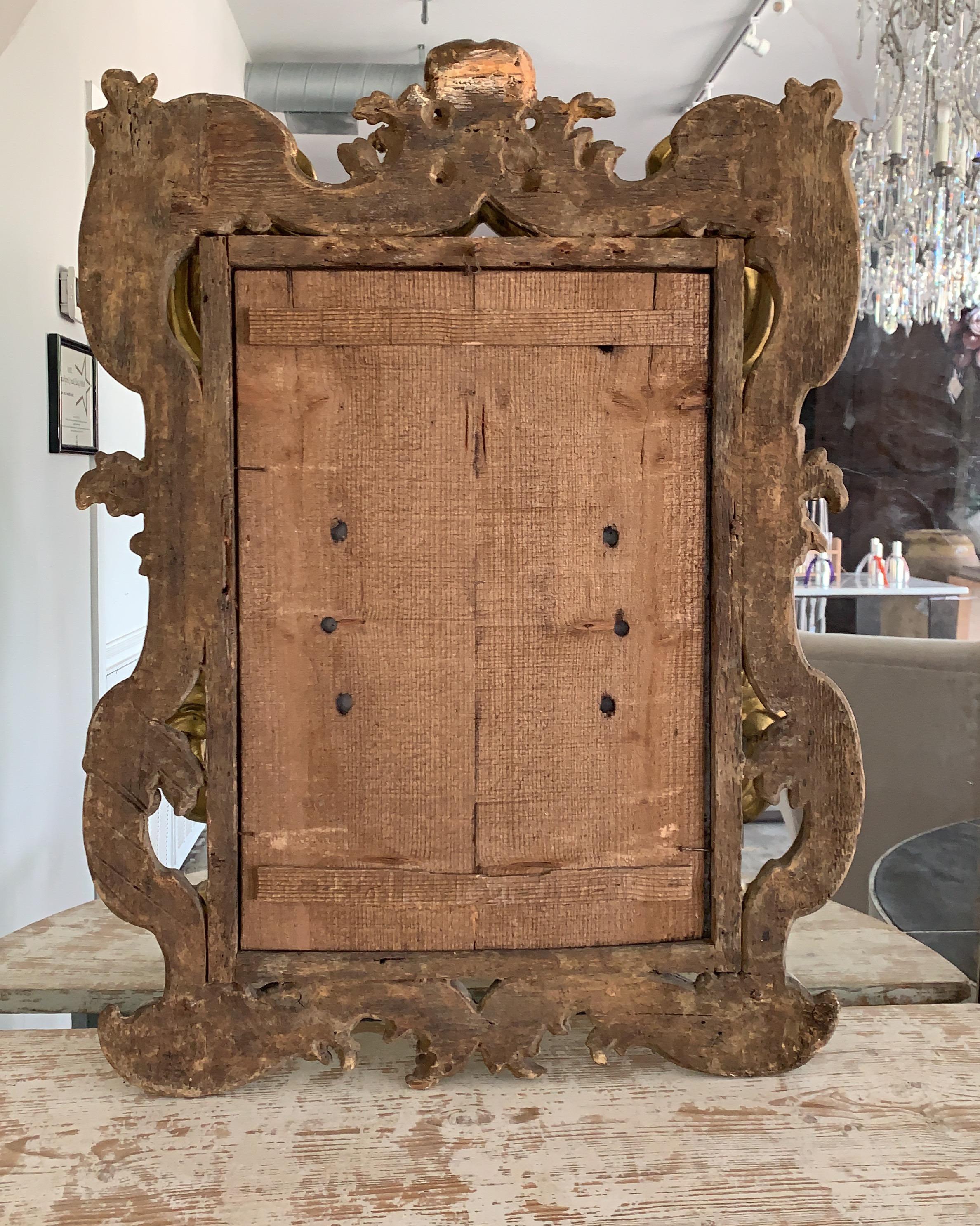 Wood 18th Century Rococo Italian Hand Carved Gilt Pair Of Mirrors For Sale