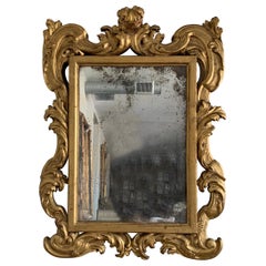 18th Century Rococo Italian Hand Carved Gilt Pair Of Mirrors
