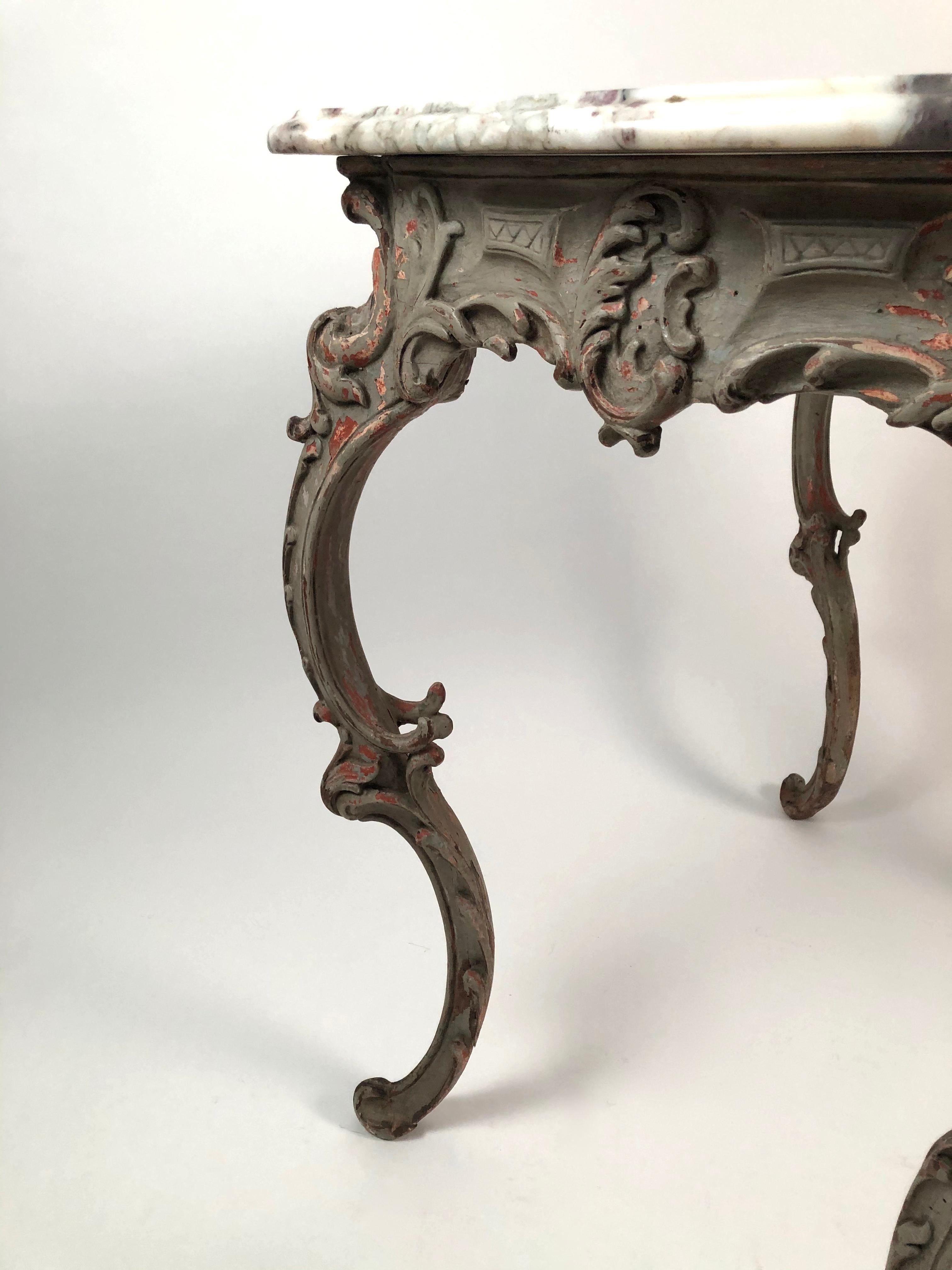 18th Century Rococo Italian Marble-Top Table In Good Condition In Essex, MA