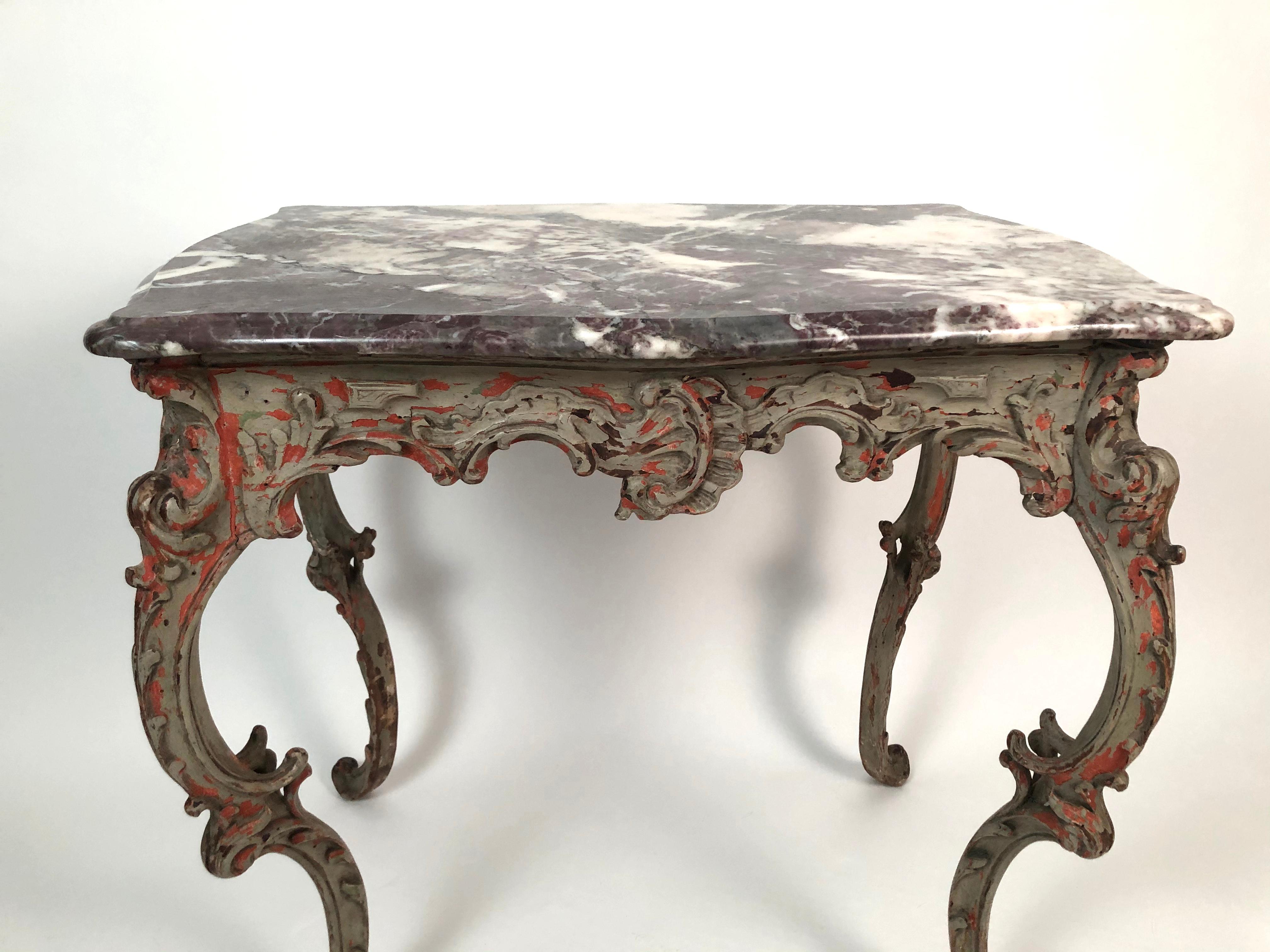 Breccia Marble 18th Century Rococo Italian Marble-Top Table