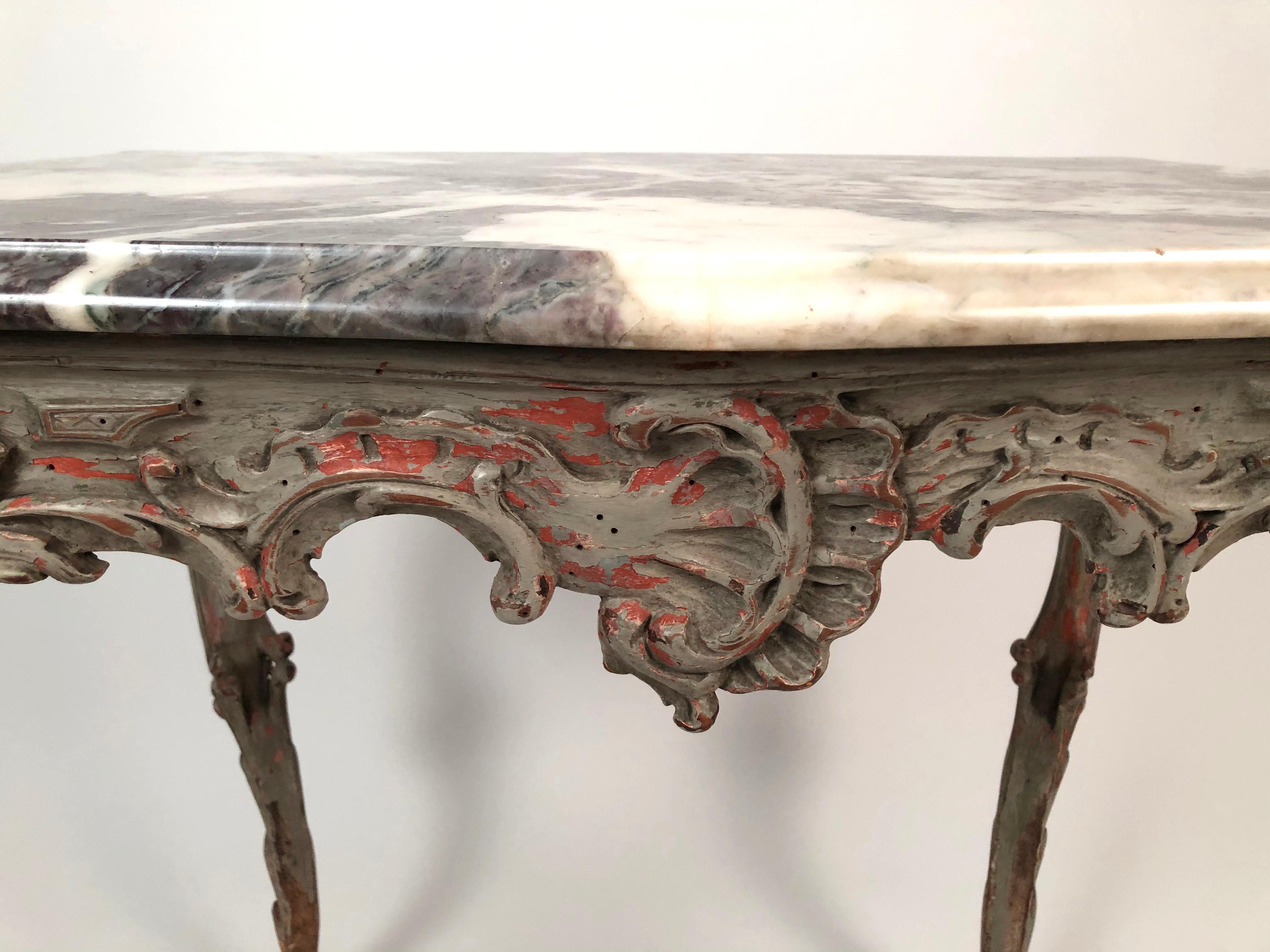 18th Century Rococo Italian Marble-Top Table 1