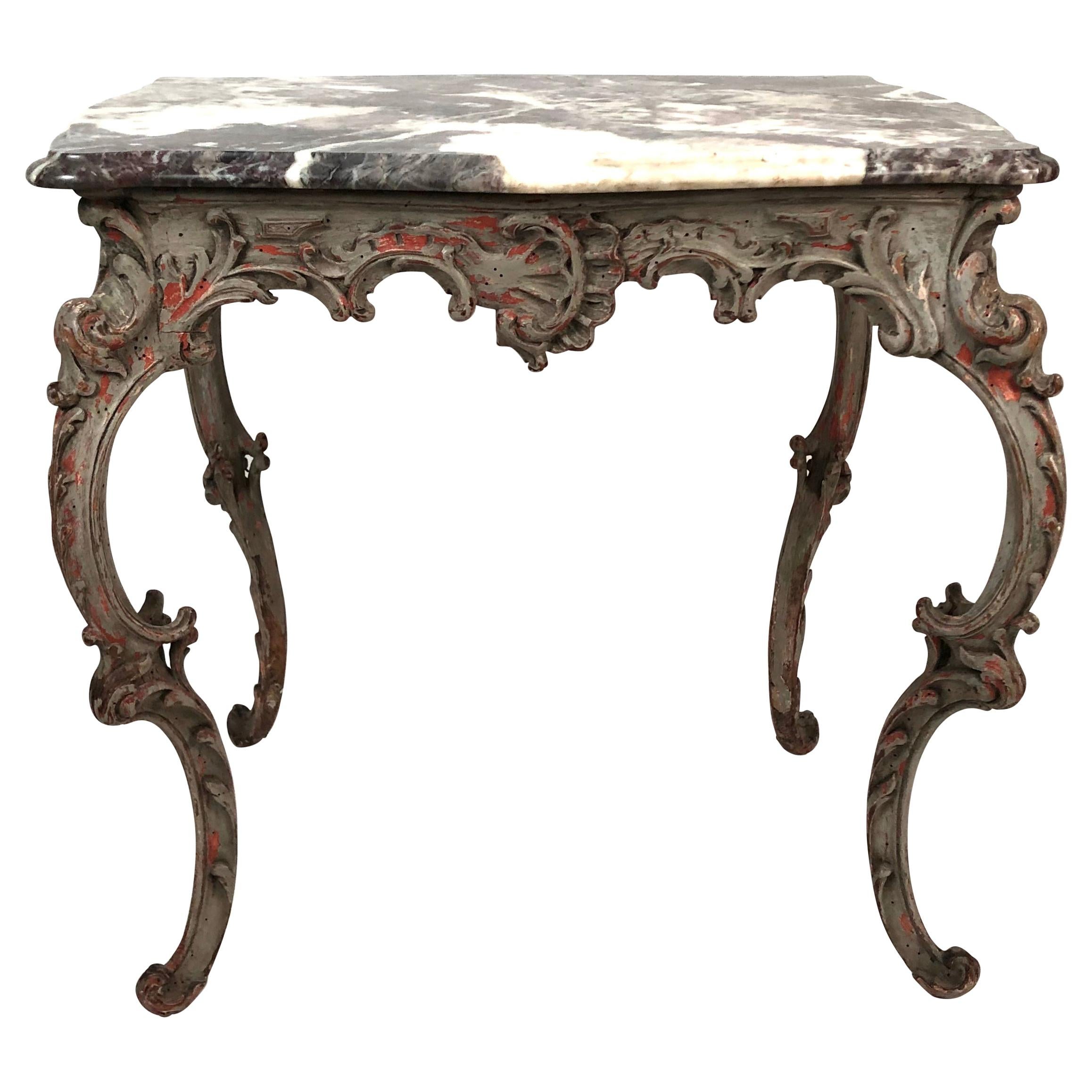 18th Century Rococo Italian Marble-Top Table