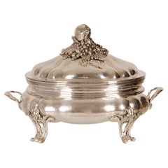 18th Century Sterling Silver Soup Tureen Hammered Italian Venice Rococo 