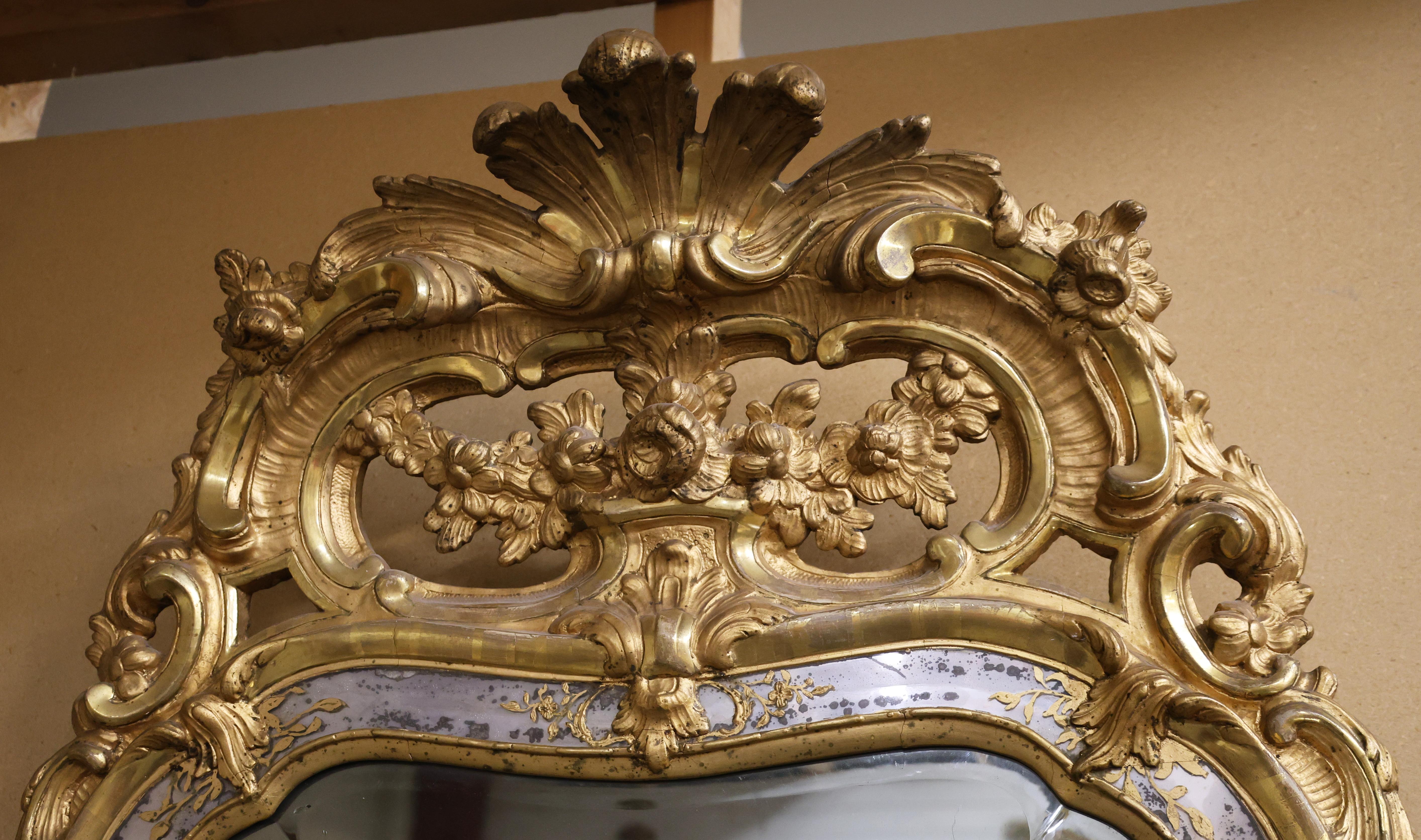 Gilt 18th Century Rococo Mirror For Sale