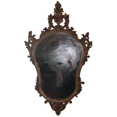 Antique 18th Century Rococo Napolitan Gilt and Lacquered Mirror, 1780s