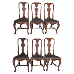 18th Century Rococo Set of 6 Painted Dining Chairs from Lucca