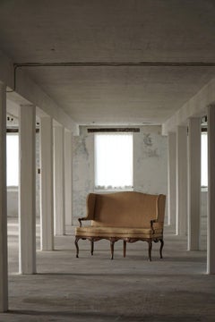 18th-Century Rococo Sofa, Carved Oak Frame and Original Upholstery, Sweden